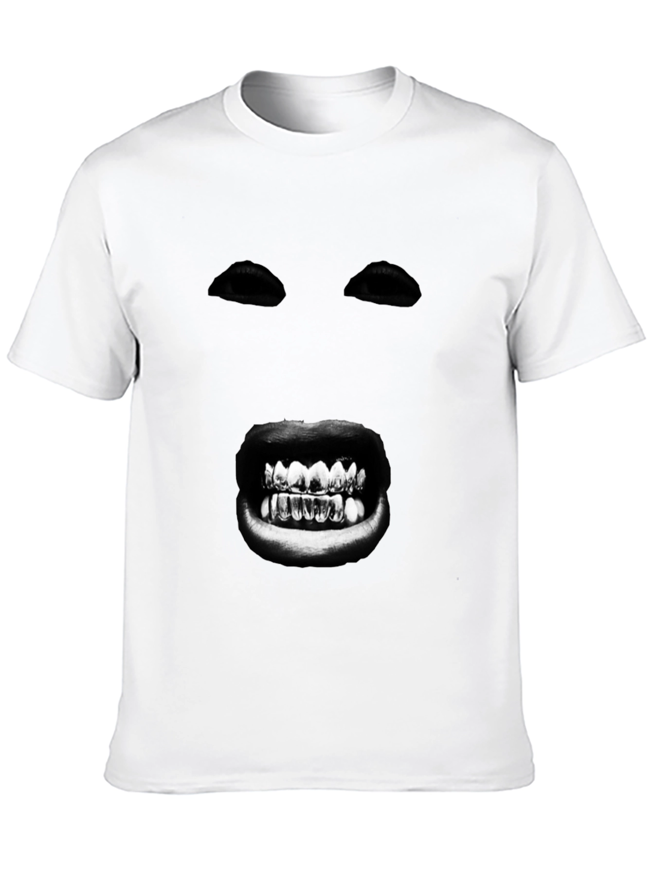 Black Mysterious Face Graphic T-Shirt - Bold Black Tee view 10