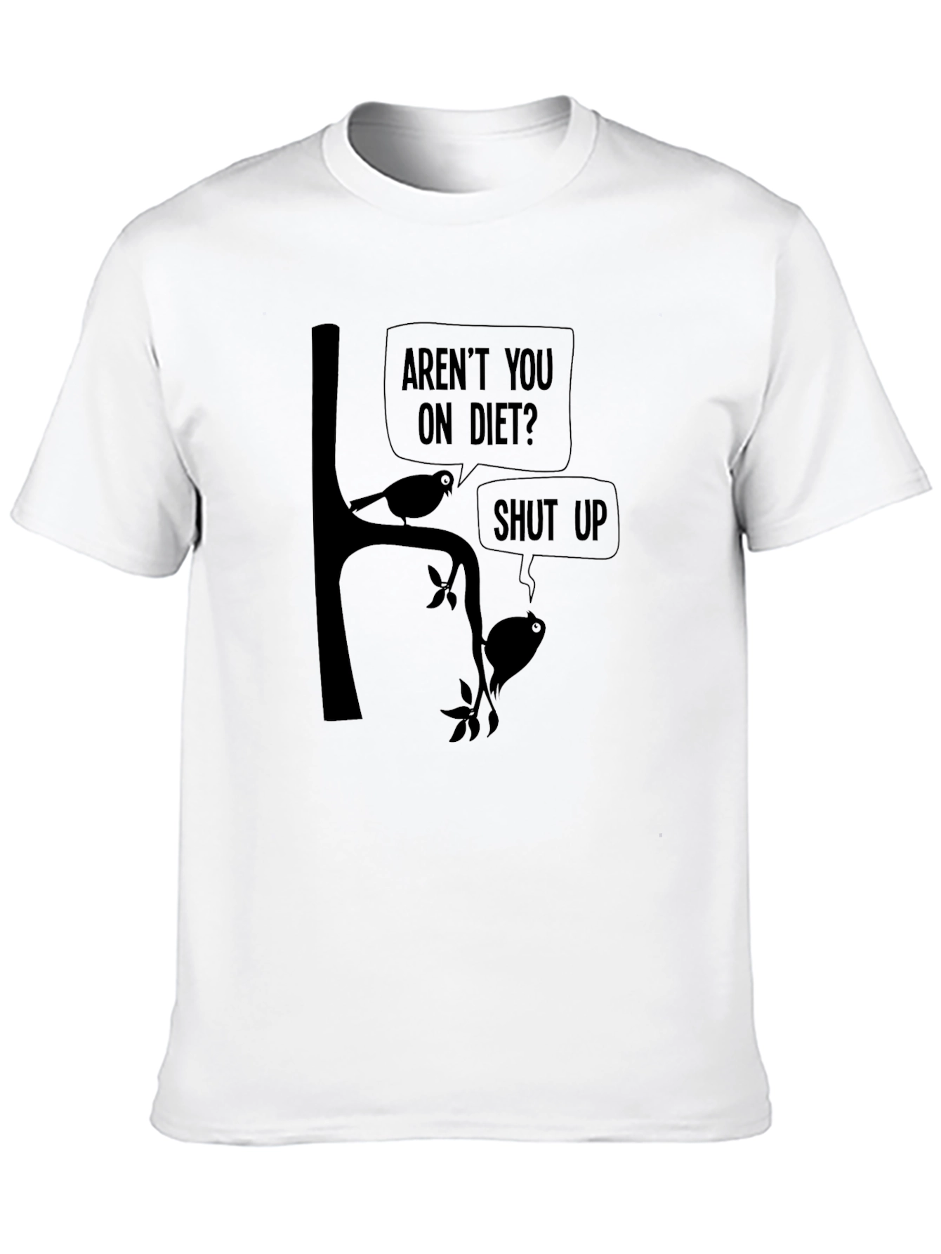 Black Funny Bird Diet T-Shirt - Humor Tee view 10