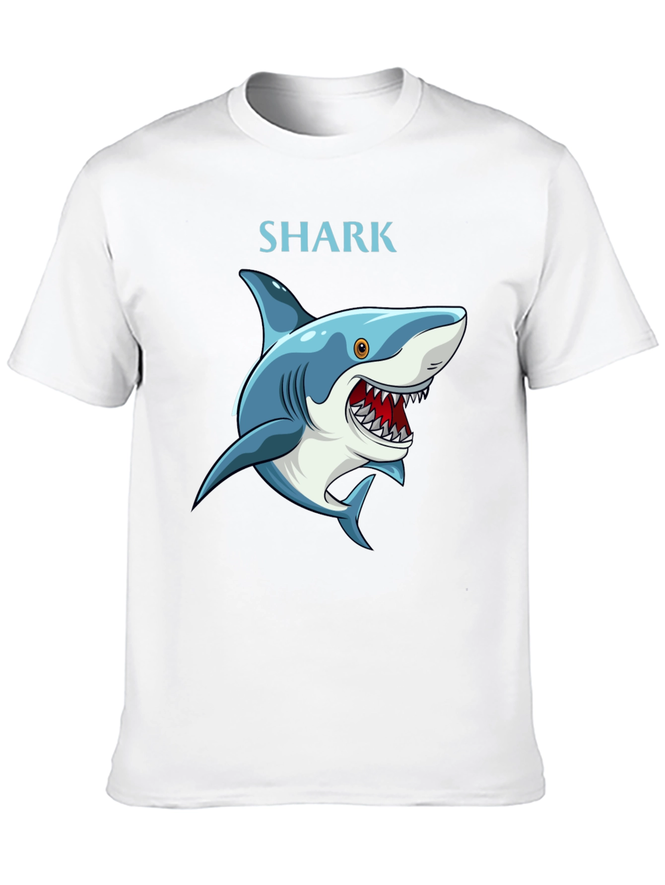 Cartoon Shark Graphic T-Shirt - Black Cotton Tee - 10