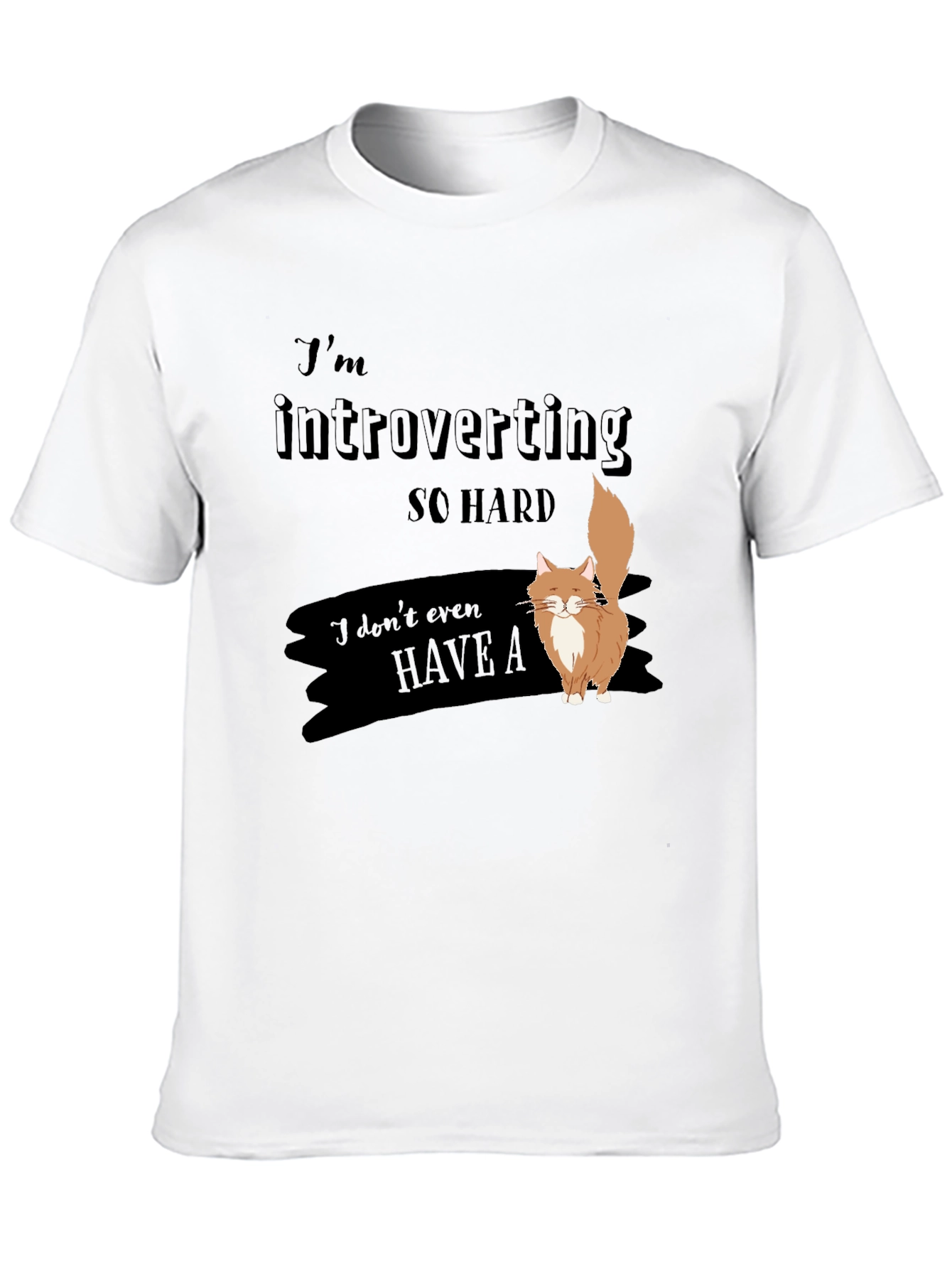 Black Introverted Cat T-Shirt - Soft Cotton Blend view 10