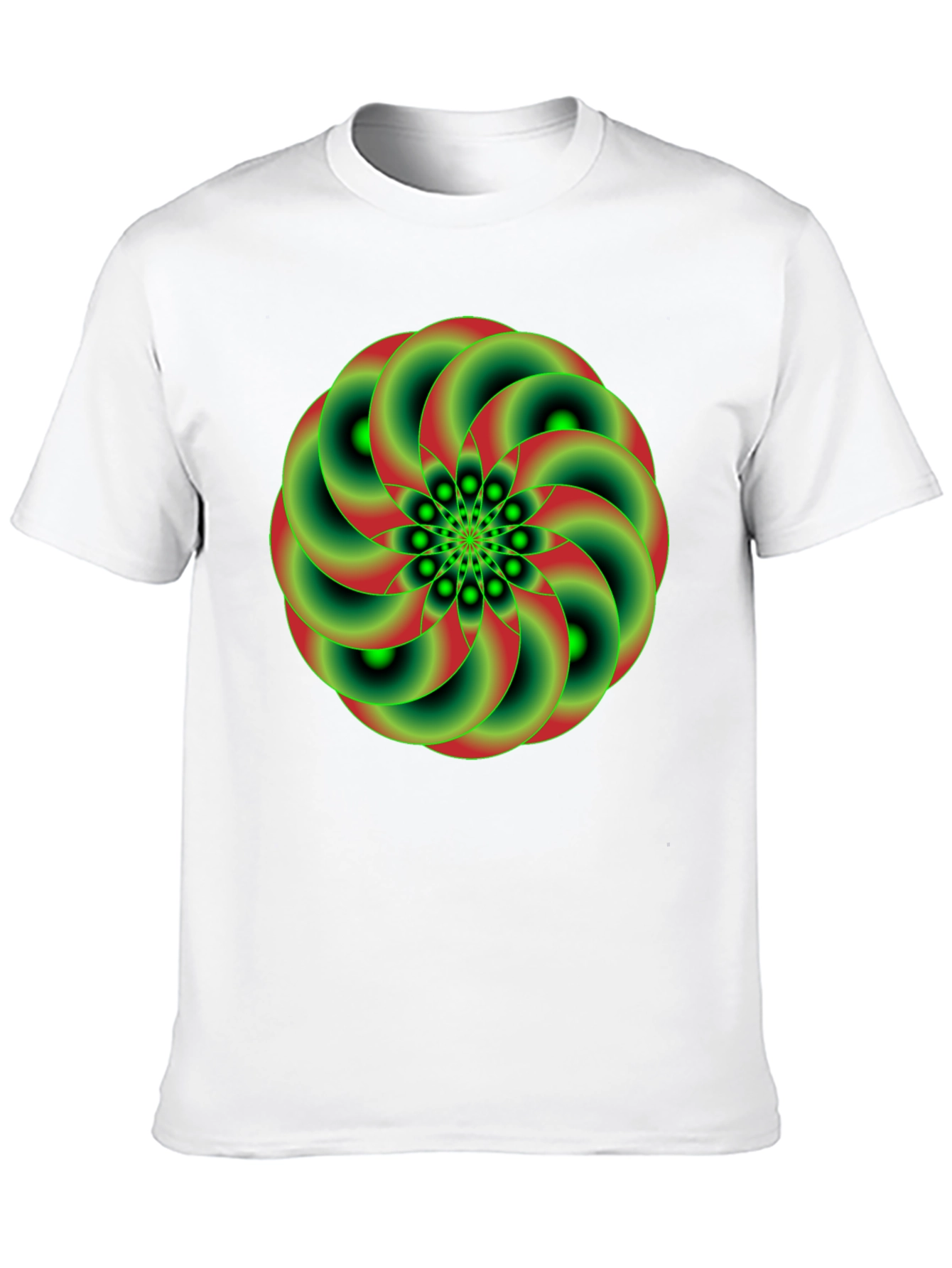 Black Geometric Green & Red Swirl Graphic Tee view 10