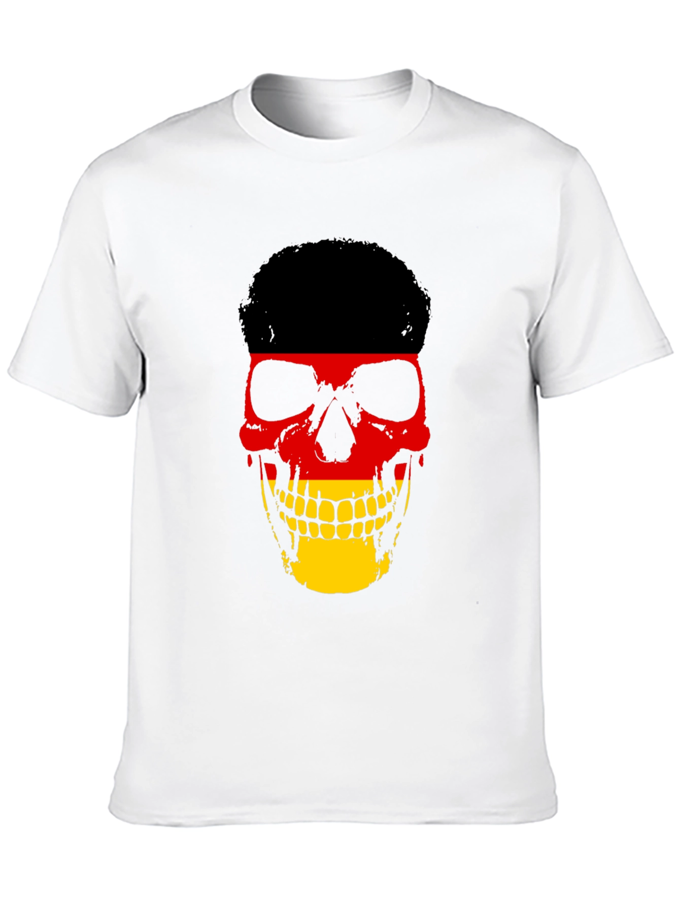 Black German Flag Skull Graphic Tee - Black Cotton T-Shirt view 10