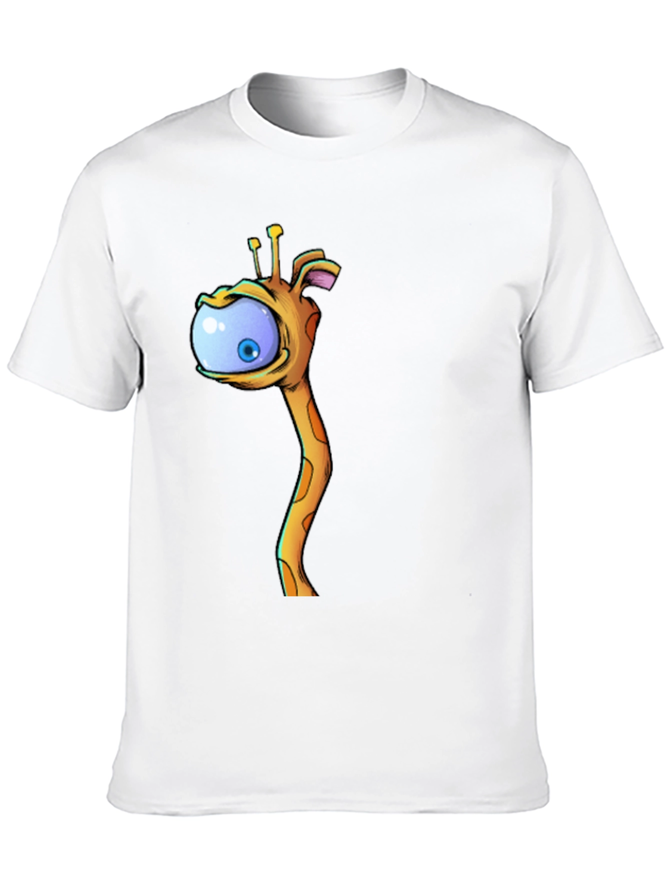 Black Cartoon Giraffe Eye T-Shirt - Black Cotton Tee view 10