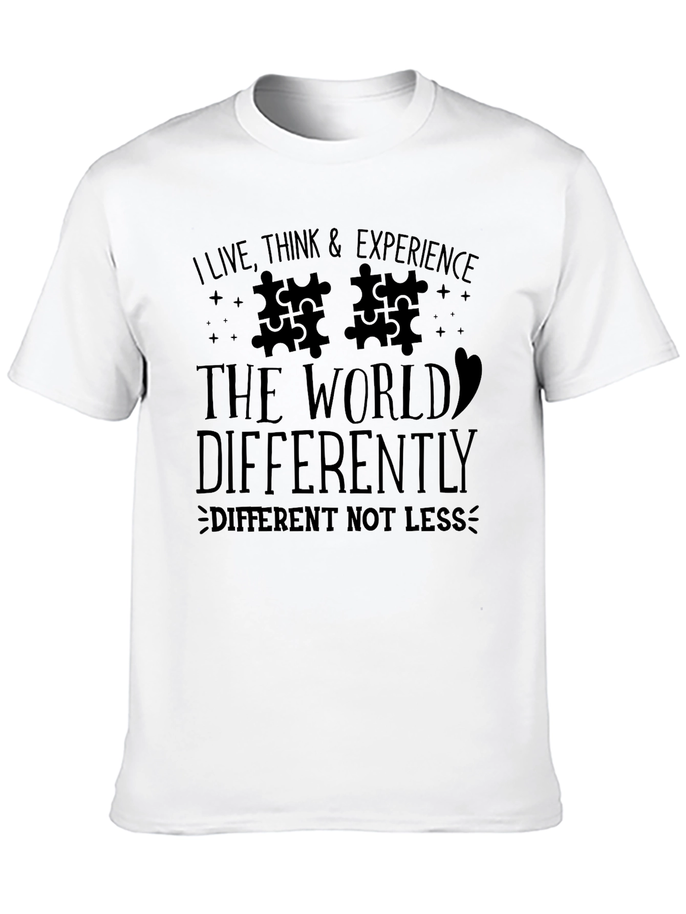 Black Autism Awareness T-Shirt - I Live, Think, Experience view 10