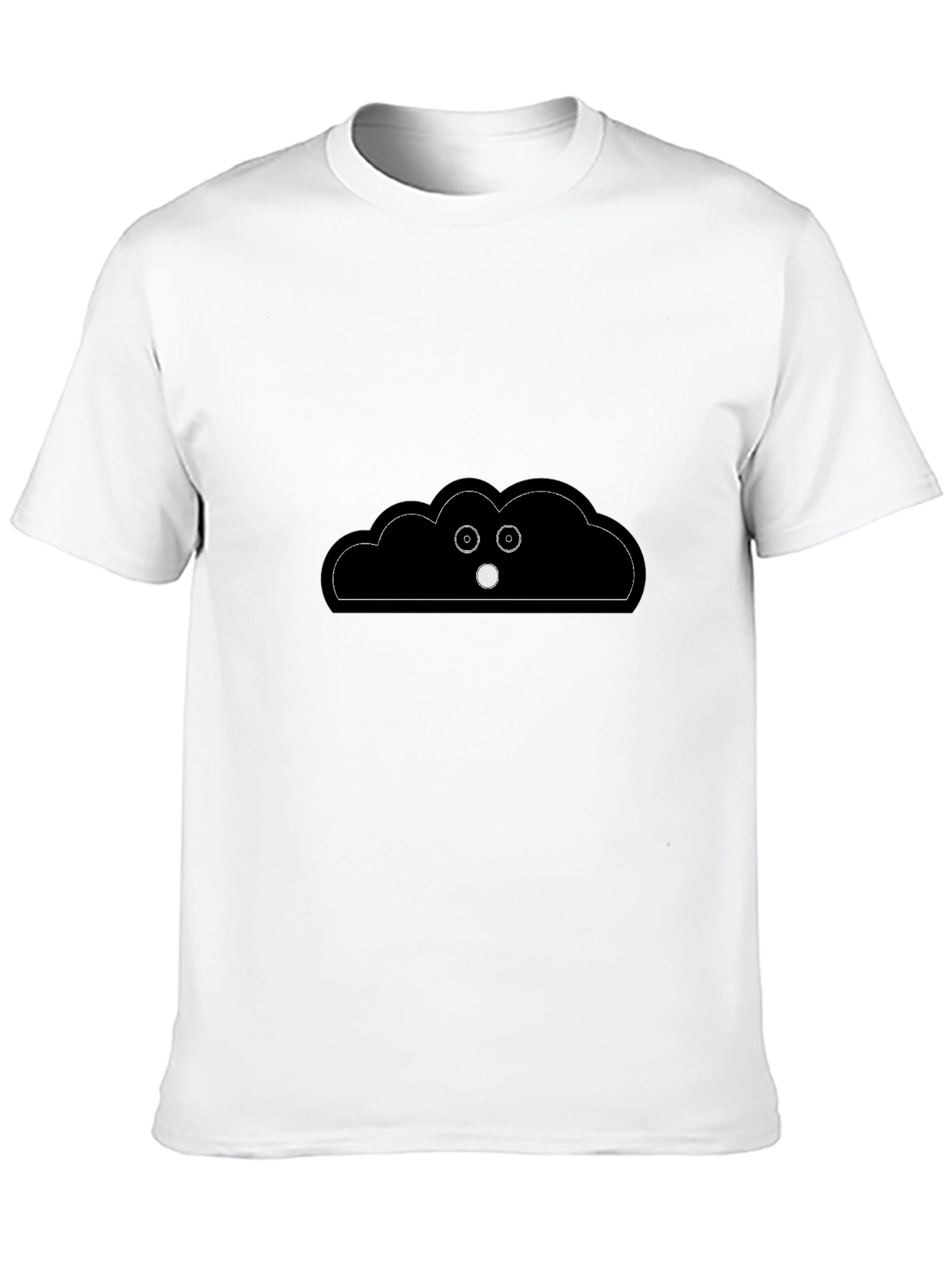 Black Funny Cloud Peeking T-Shirt - Black Cotton Tee view 10
