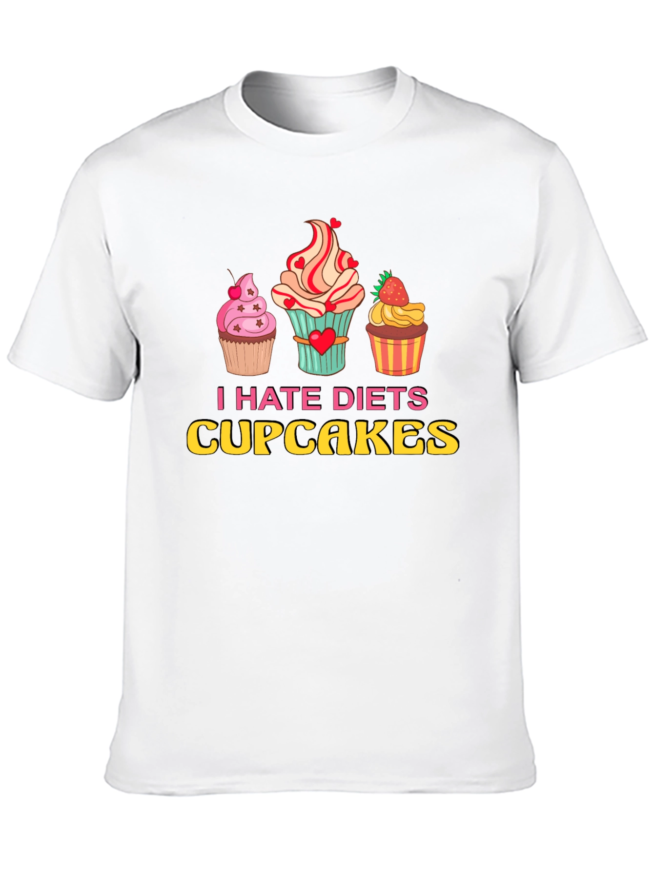 Black I Hate Diets Cupcakes T-Shirt - Funny Foodie Tee view 10