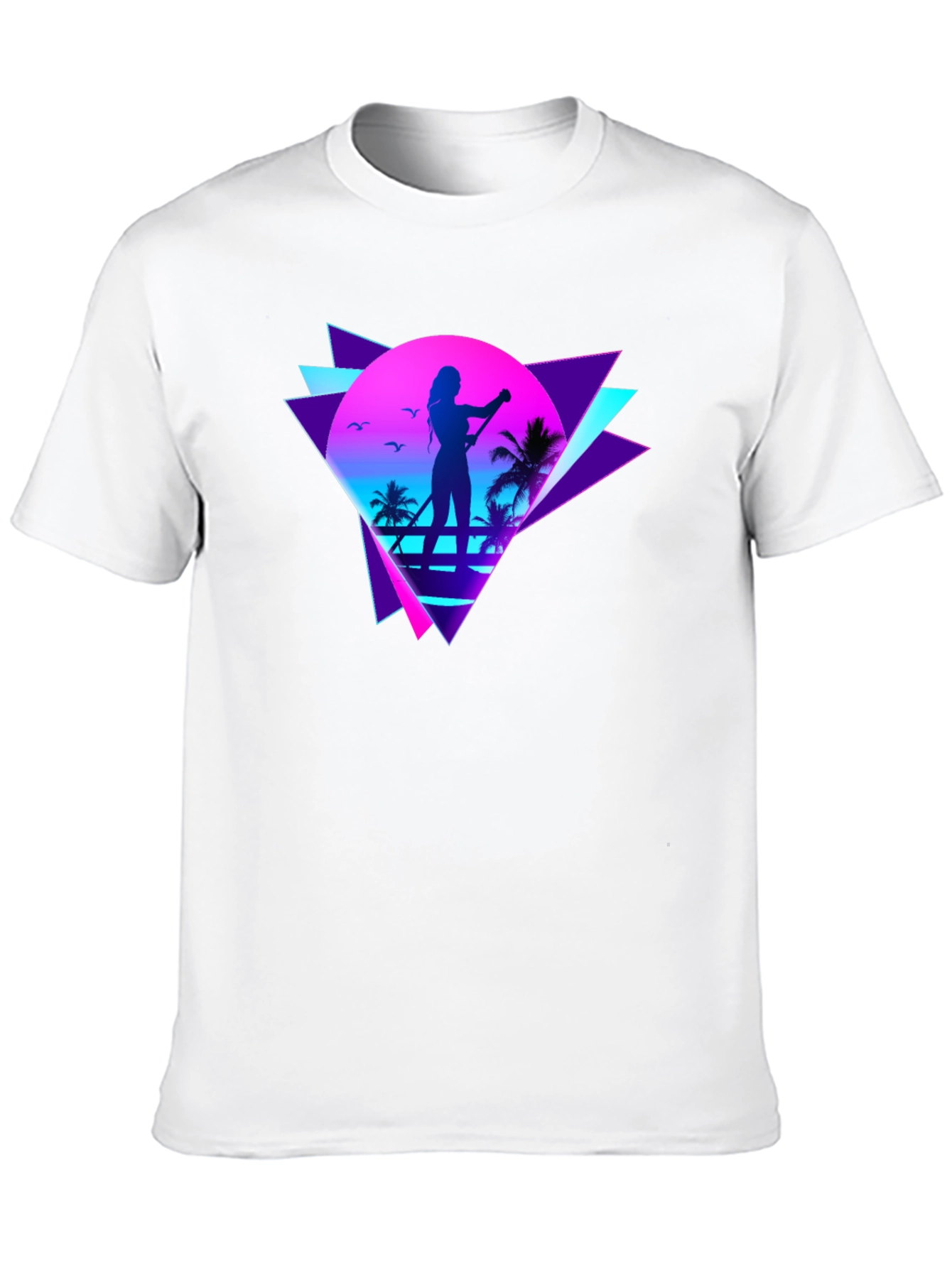 Black Retro Wave Paddleboarder Graphic Tee view 10