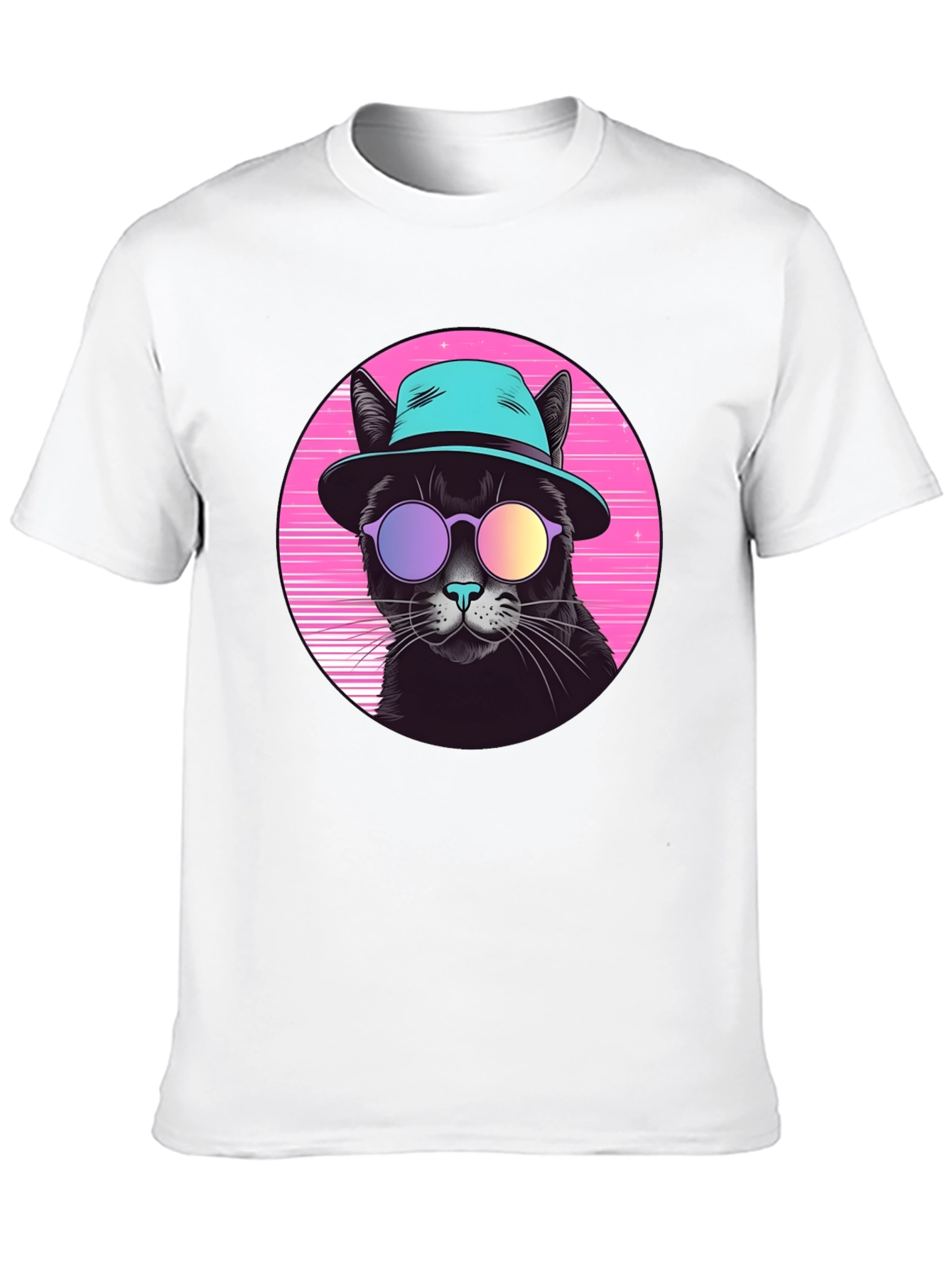 Black Cool Cat Retro T-Shirt view 10