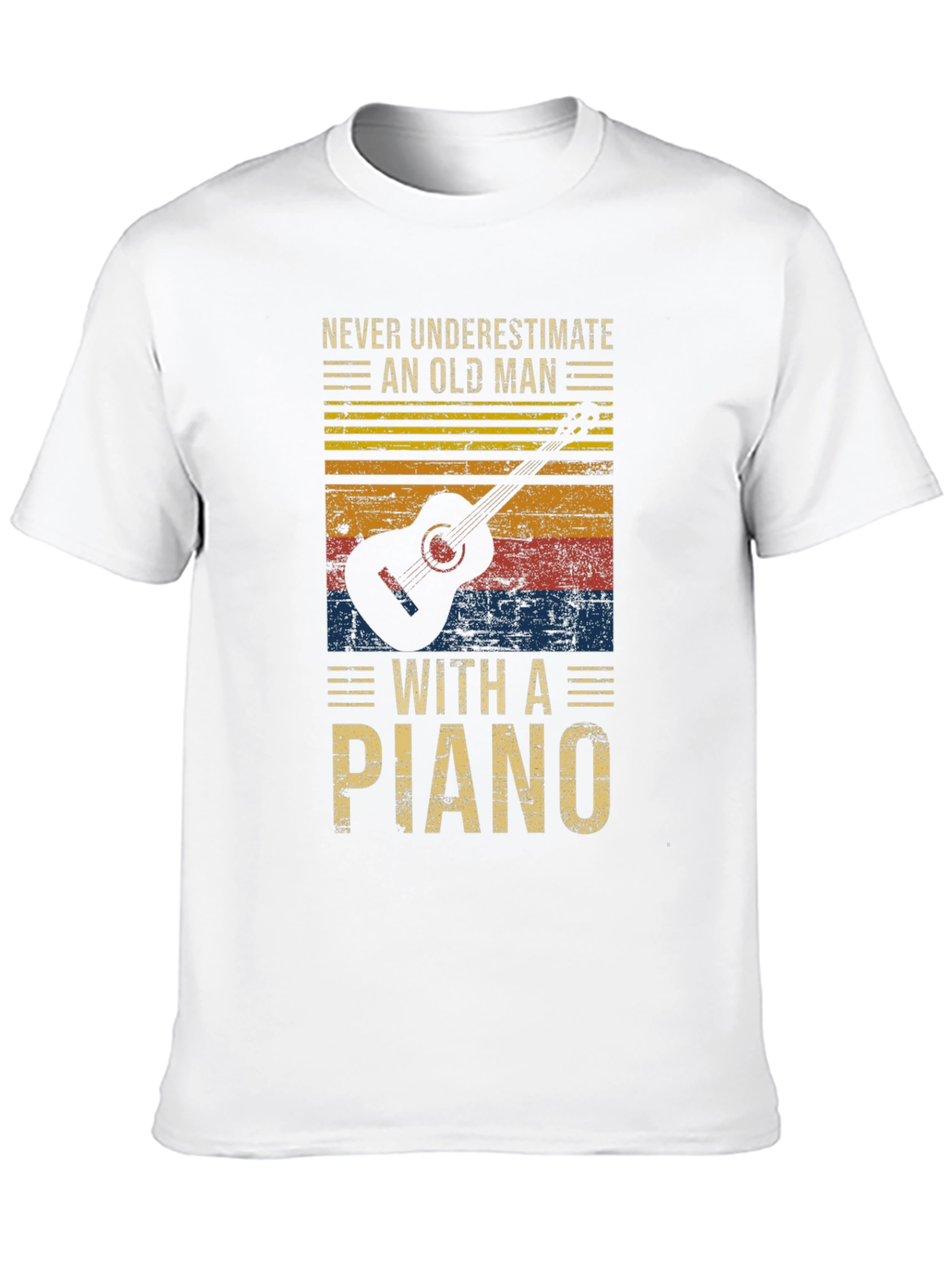 Black Never Underestimate Old Man with a Piano Graphic T-Shirt view 10
