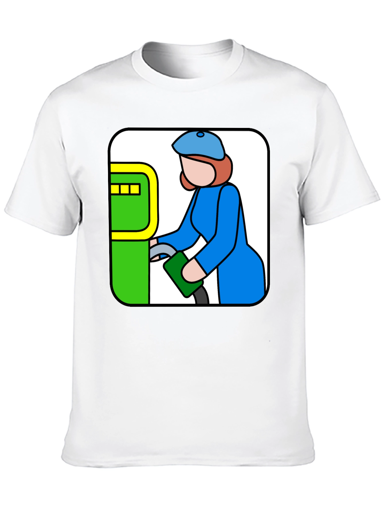 Black Cartoon Gas Station T-Shirt - Black Cotton Tee view 10