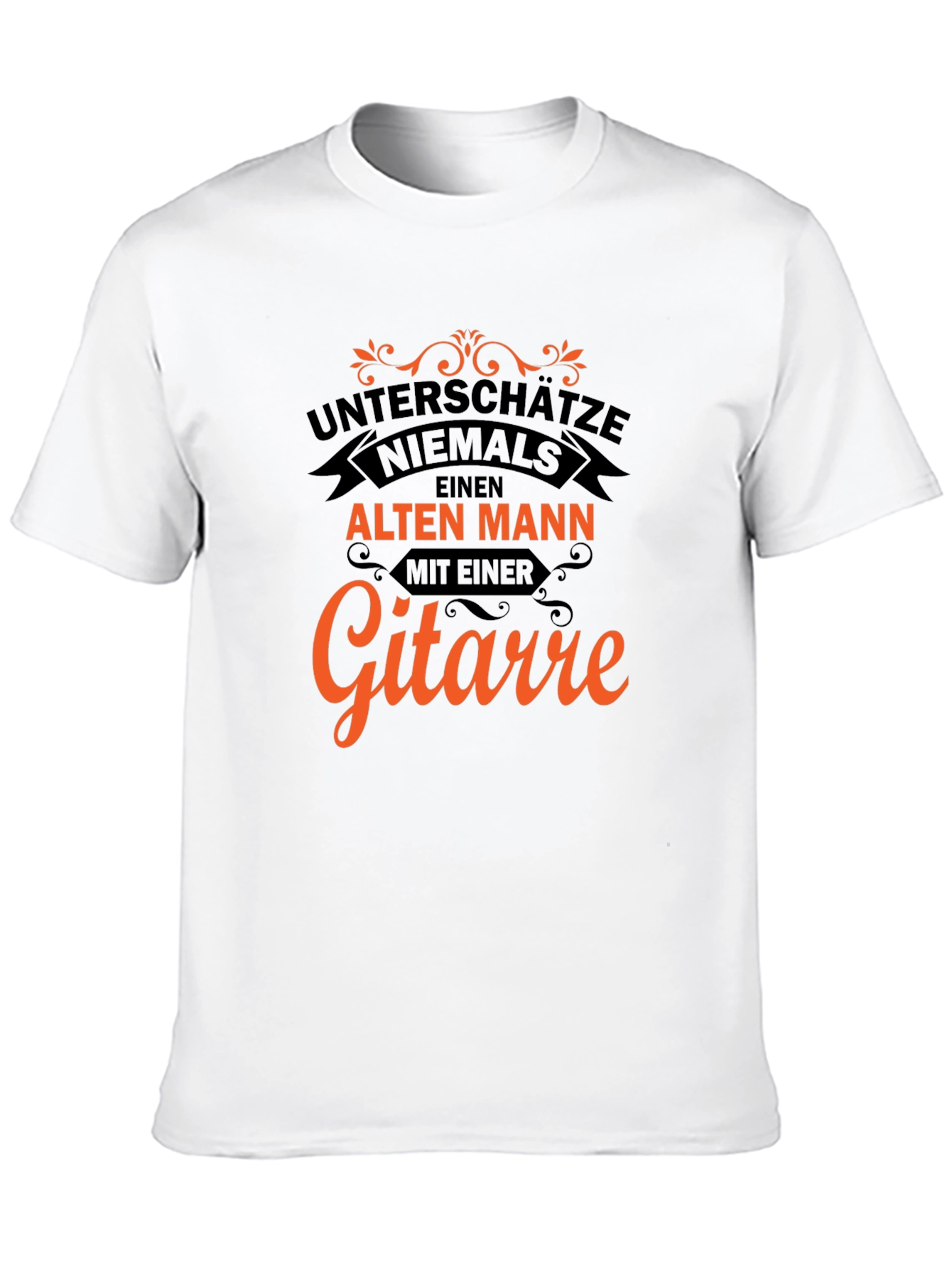 Black Unterschätze Niemals T-Shirt - Old Man Guitar view 10