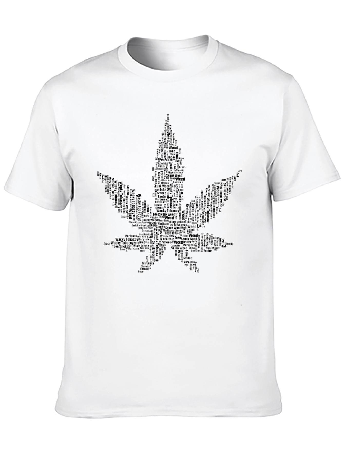 Black Cannabis Leaf Word Art T-Shirt - Black view 10