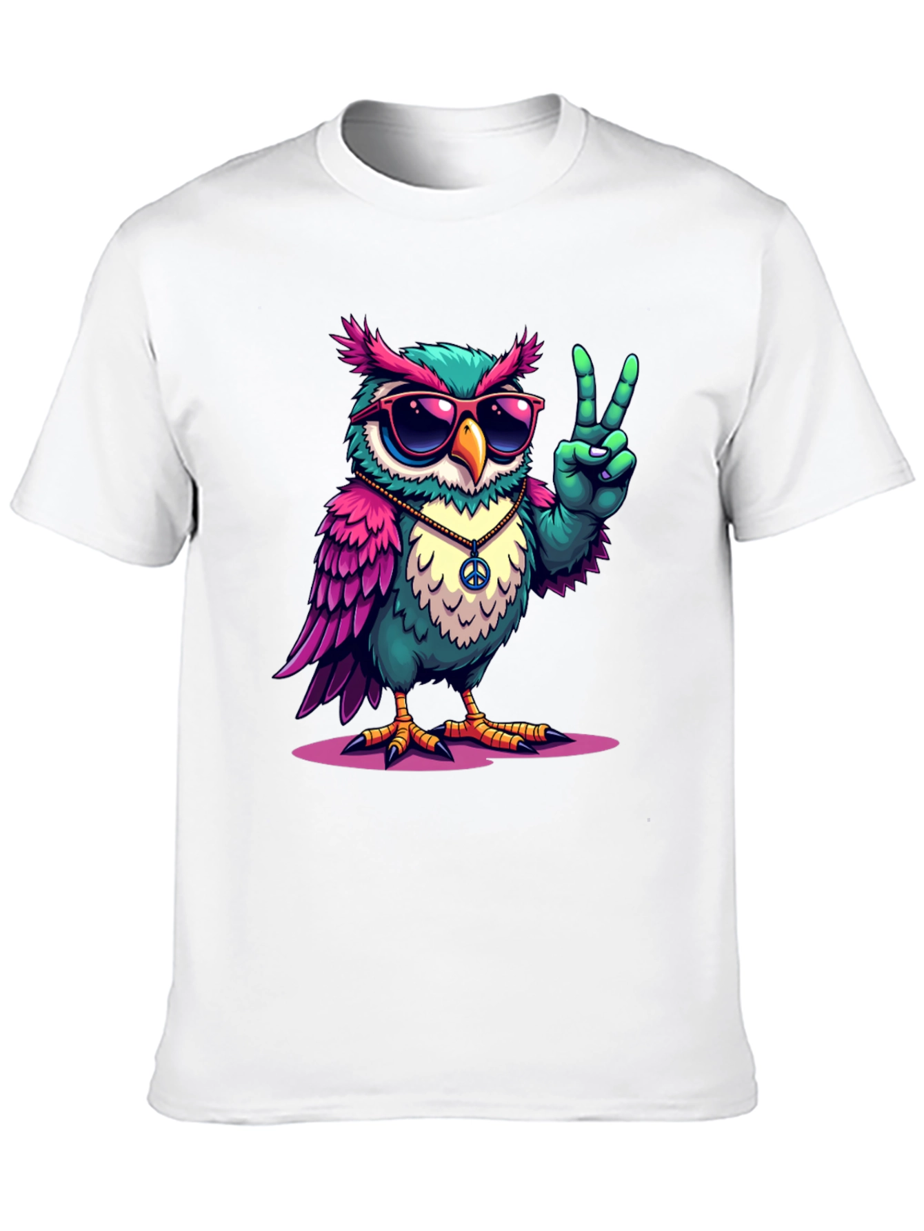 Black Cool Owl Peace Sign T-Shirt view 10