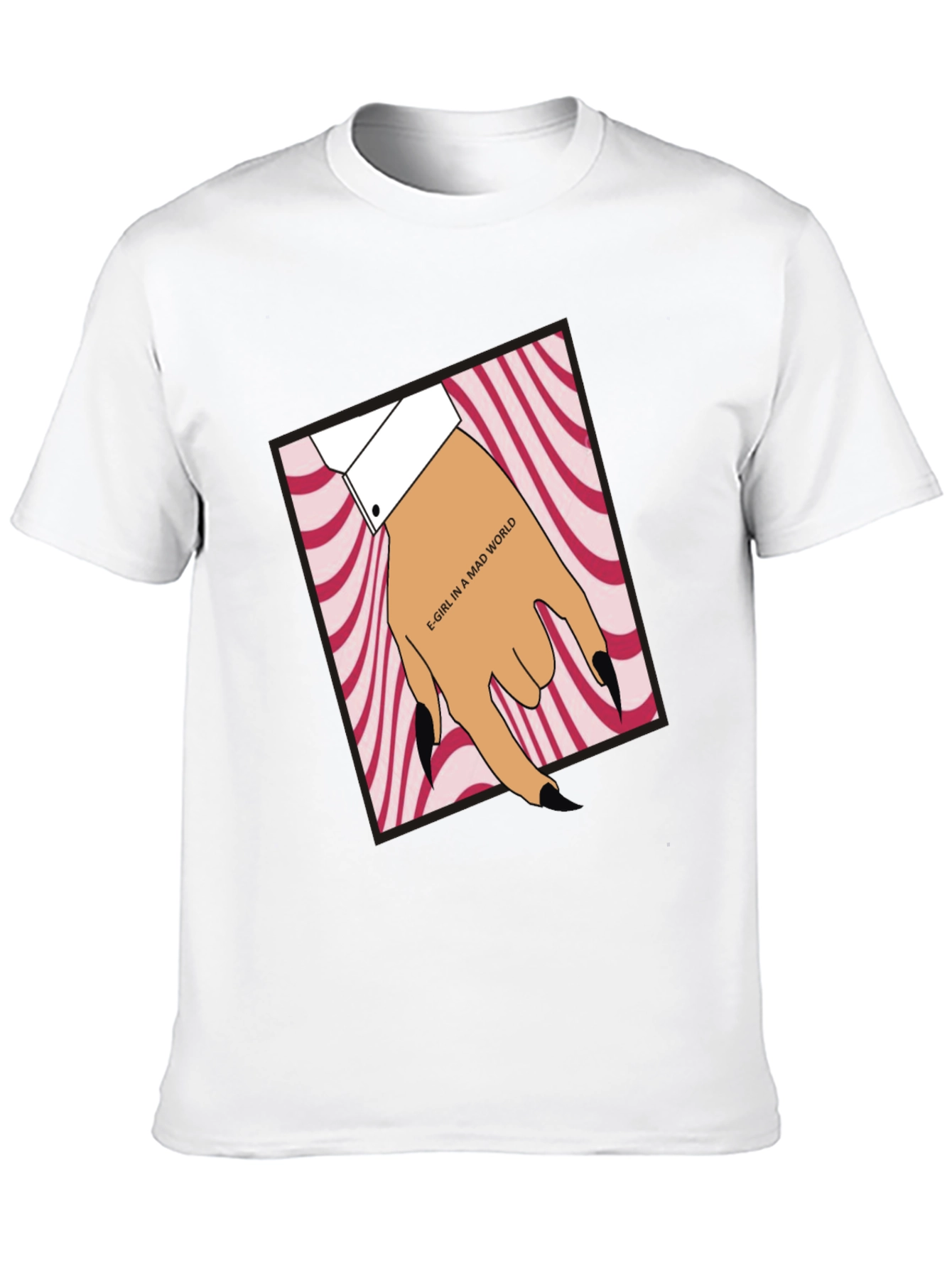 Black E-Girl in a Mad World Black T-Shirt view 10