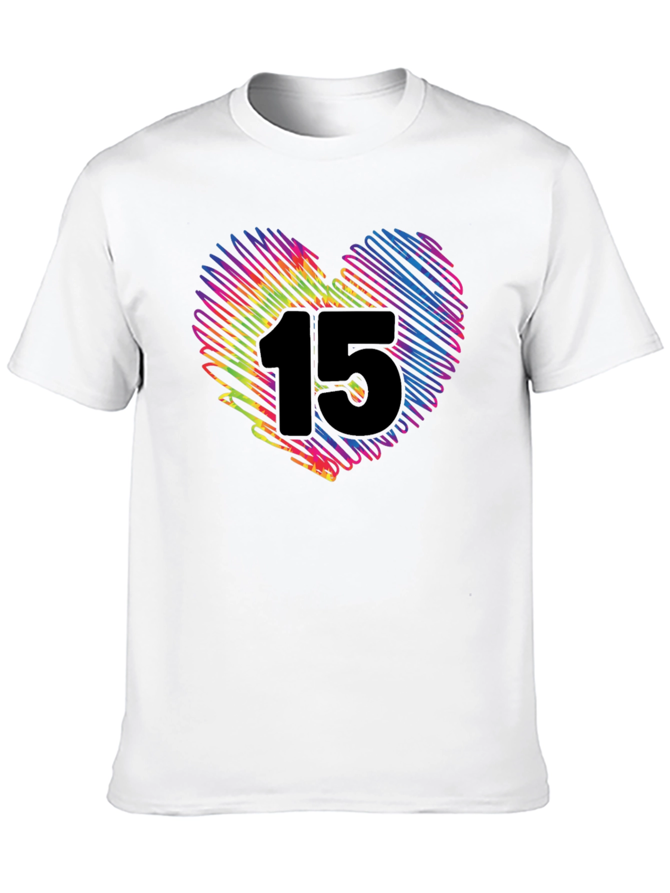 Black Rainbow Heart 15 T-Shirt - Black Cotton Blend view 10