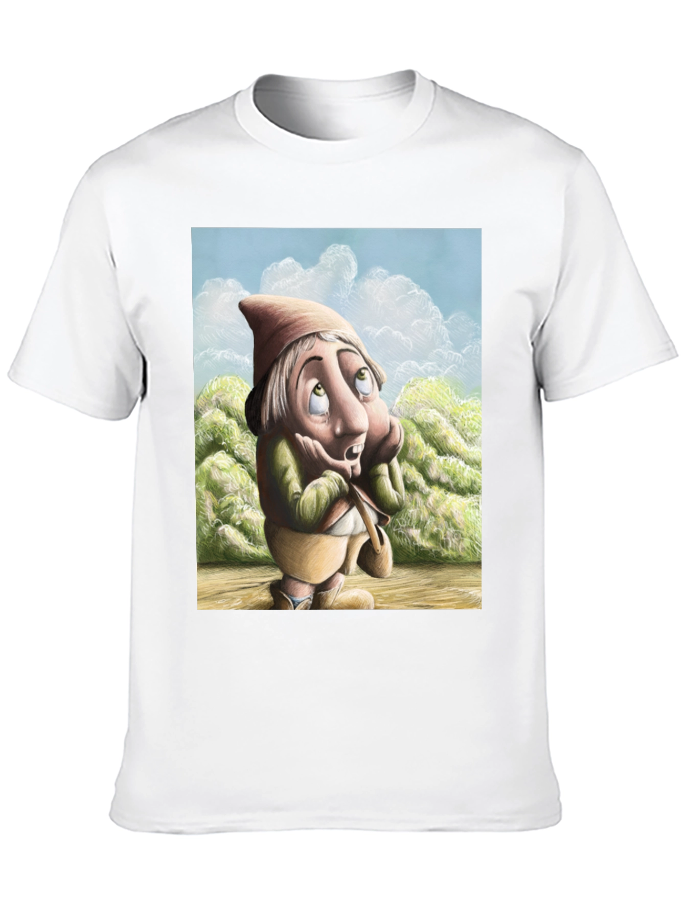 Black Whimsical Gnome T-Shirt - Unique Cartoon Design view 10