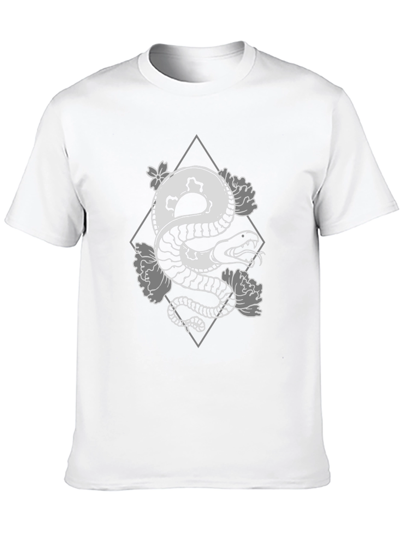 Black Snake & Floral Graphic Tee - Edgy Style view 10