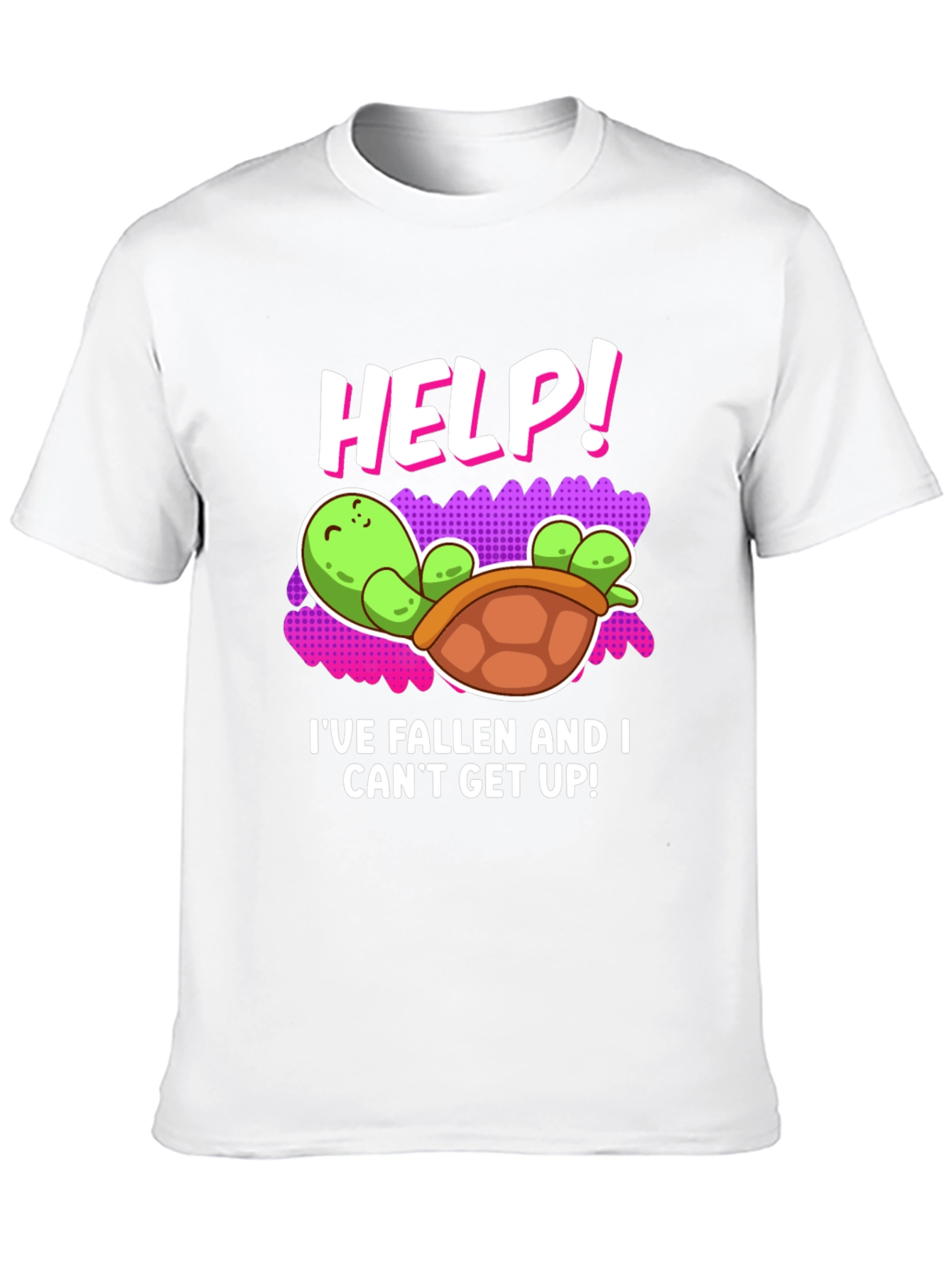Black Help! Turtle T-Shirt - Funny Fallen Turtle Design view 10