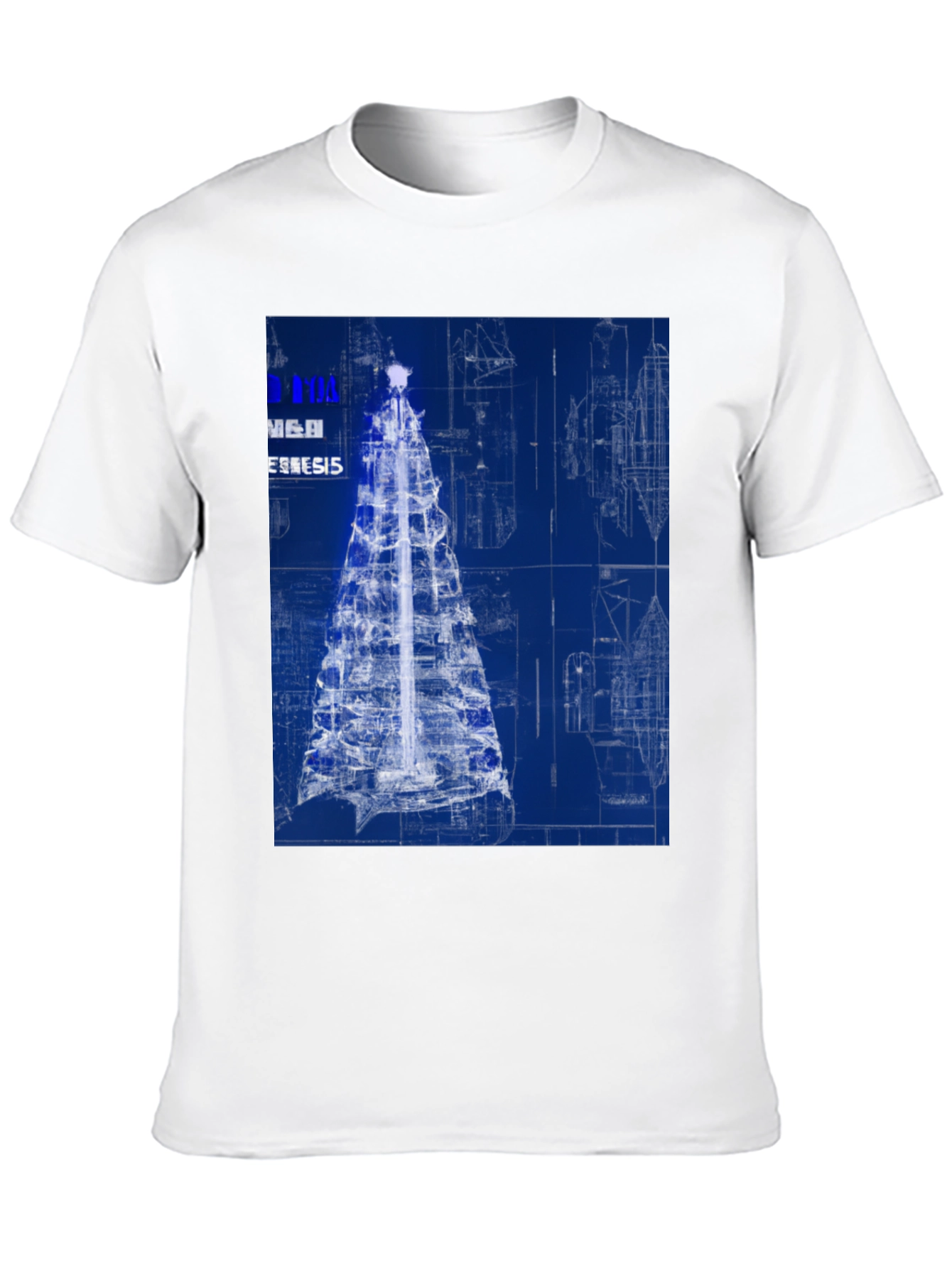 Black Blueprint Christmas Tree Graphic Tee view 10