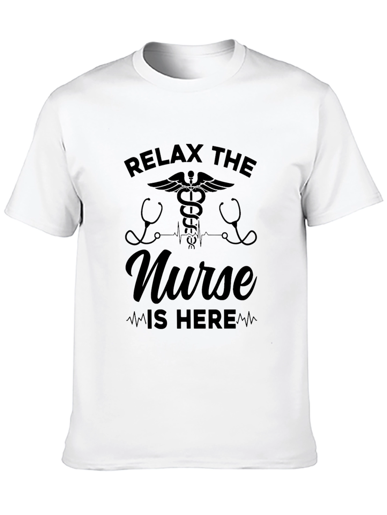 Black Relax the Nurse is Here Black T-Shirt view 10