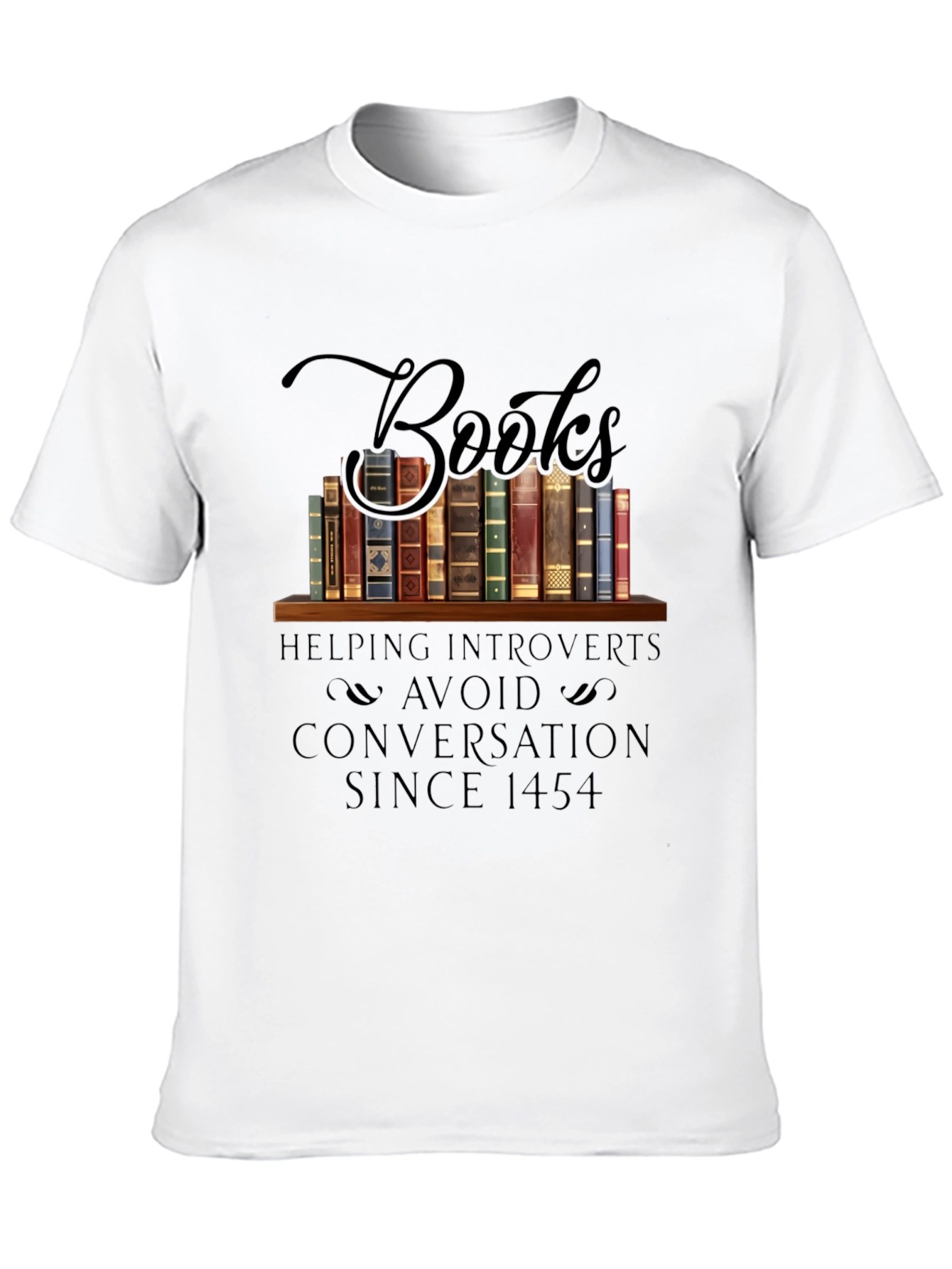 Black Introvert Book Lover T-Shirt: Avoid Conversations Since 1454 view 10