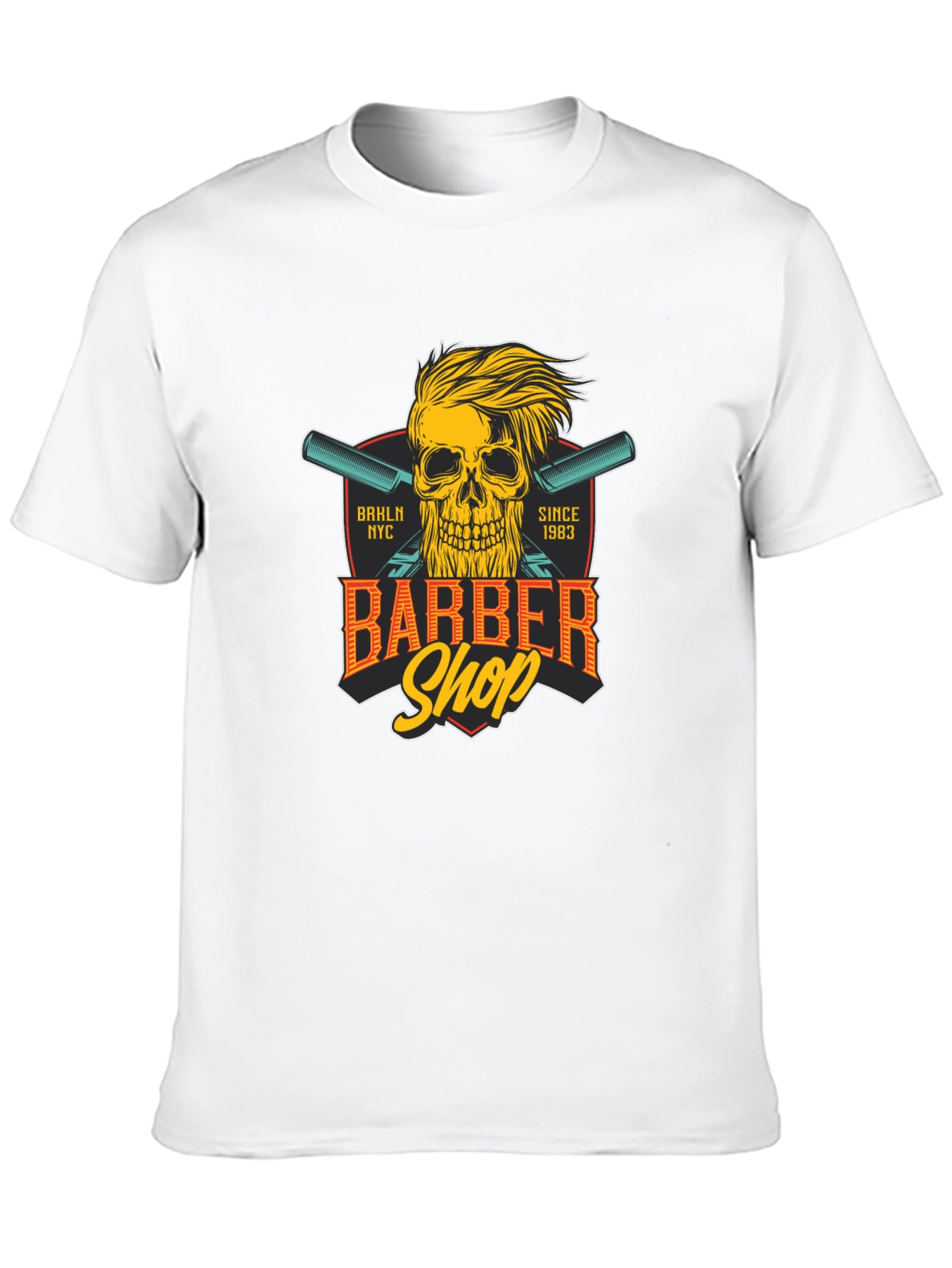 Black Barber Shop Skull T-Shirt - Est. 1983 view 10