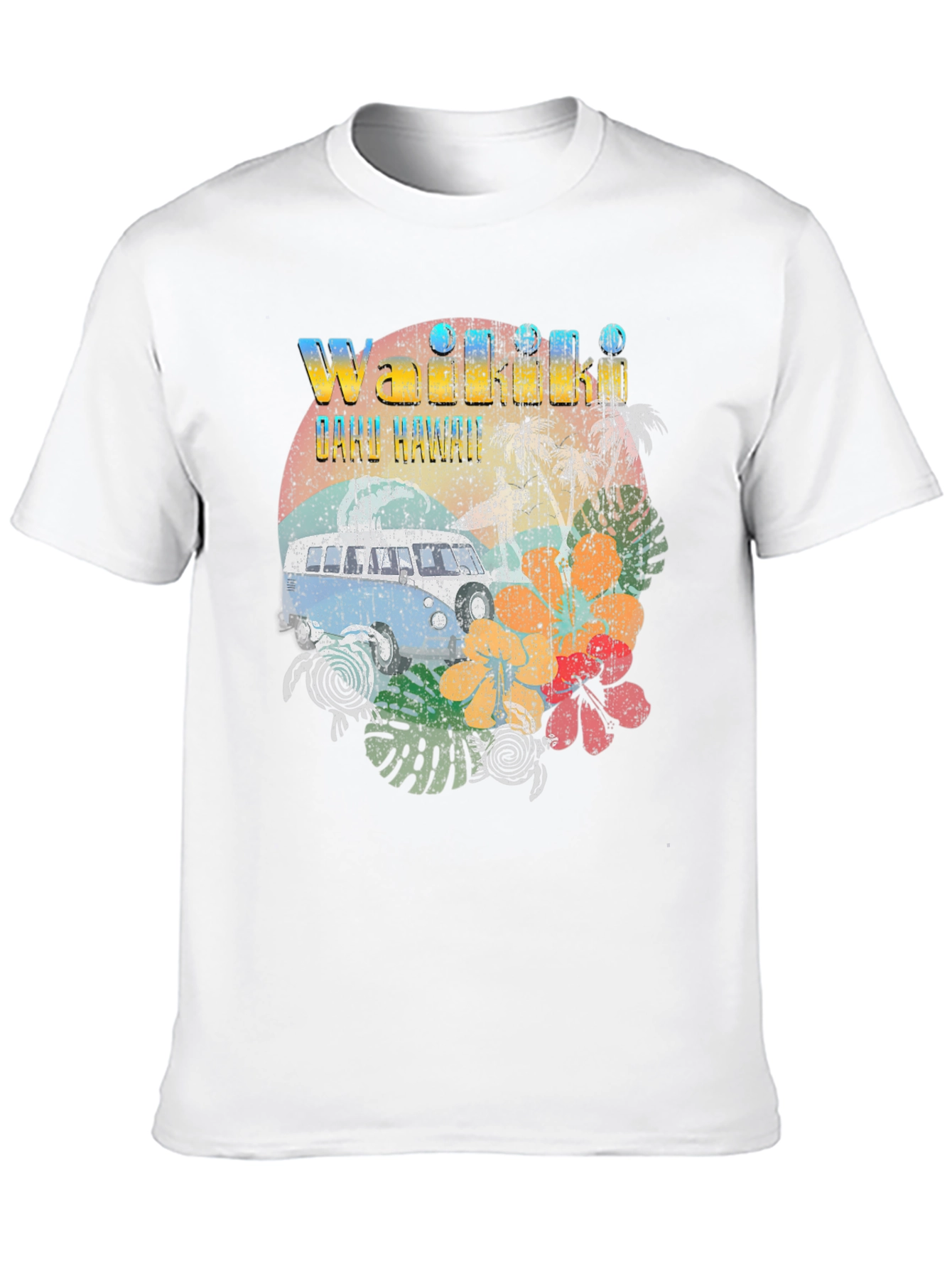 Black Vintage Waikiki Oahu Hawaii Graphic Tee view 10