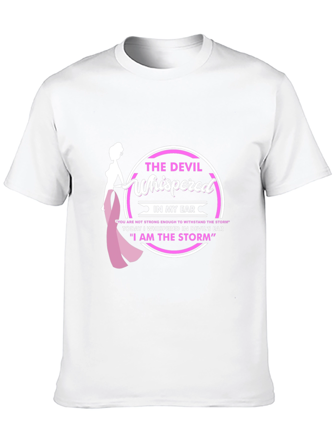 Black The Devil Whispered T-Shirt - Breast Cancer Awareness view 10