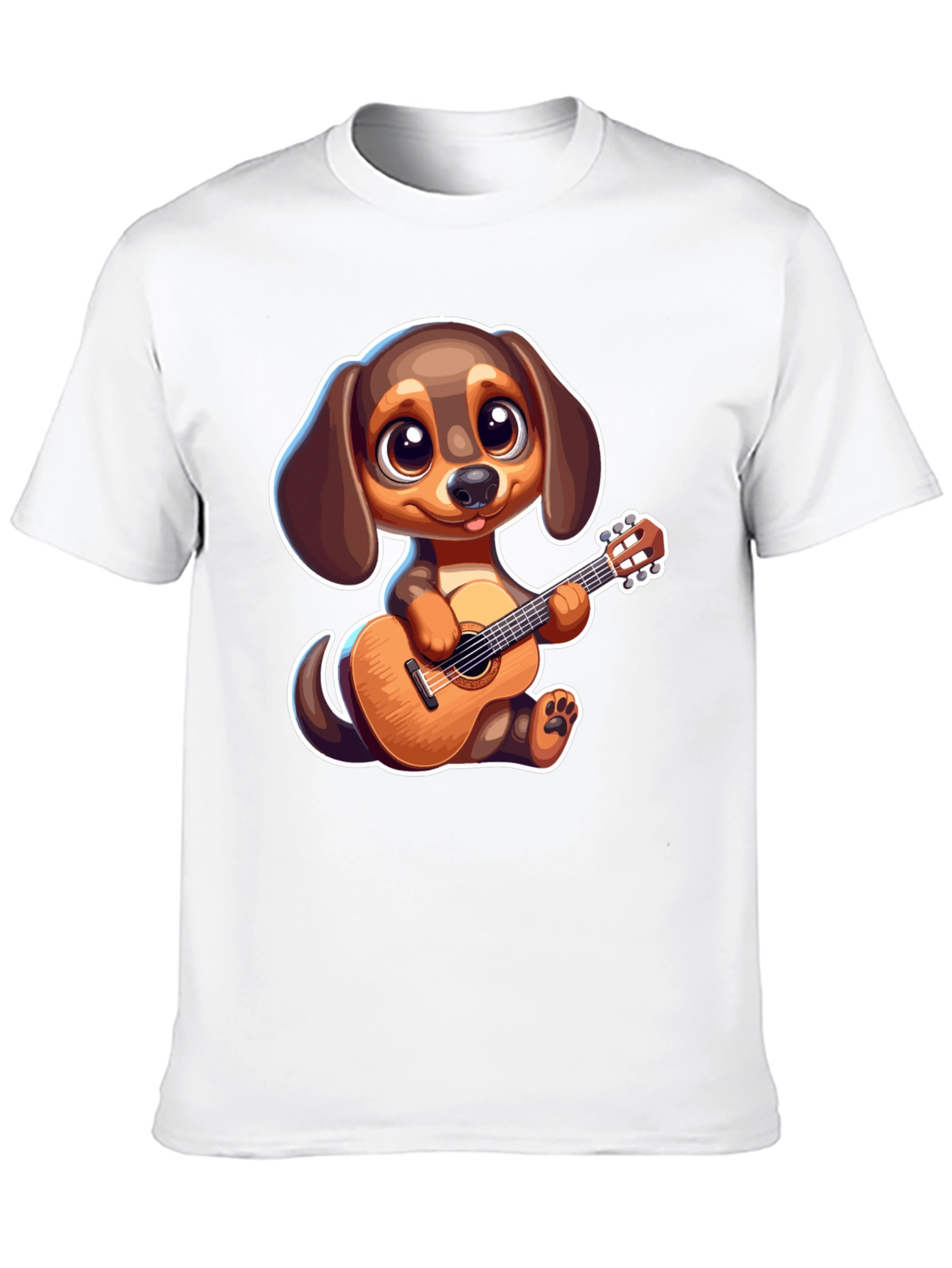 Black Cartoon Dog Playing Guitar T-Shirt view 10