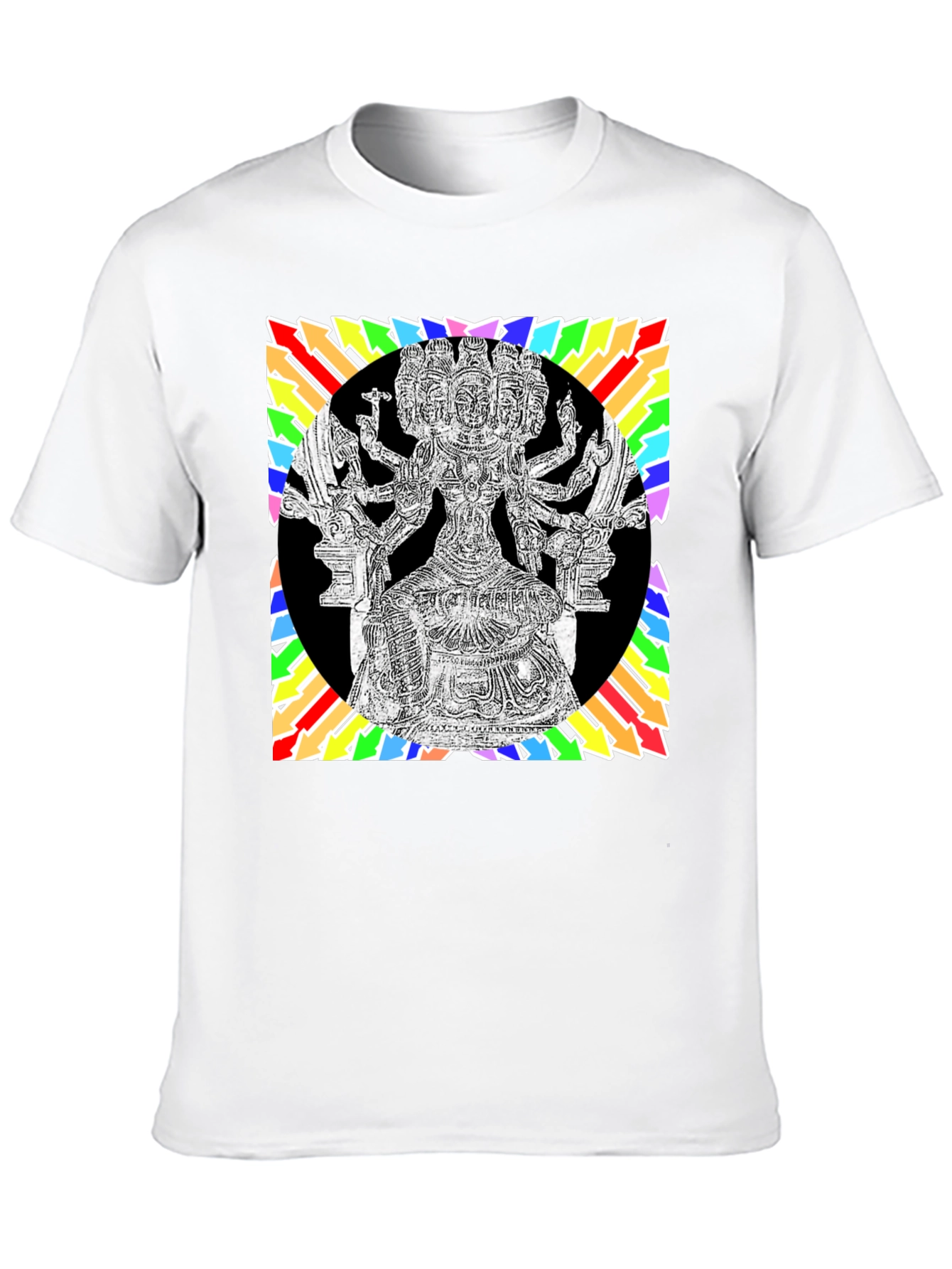 Black Black T-Shirt with Colorful Hindu Deity Graphic view 10