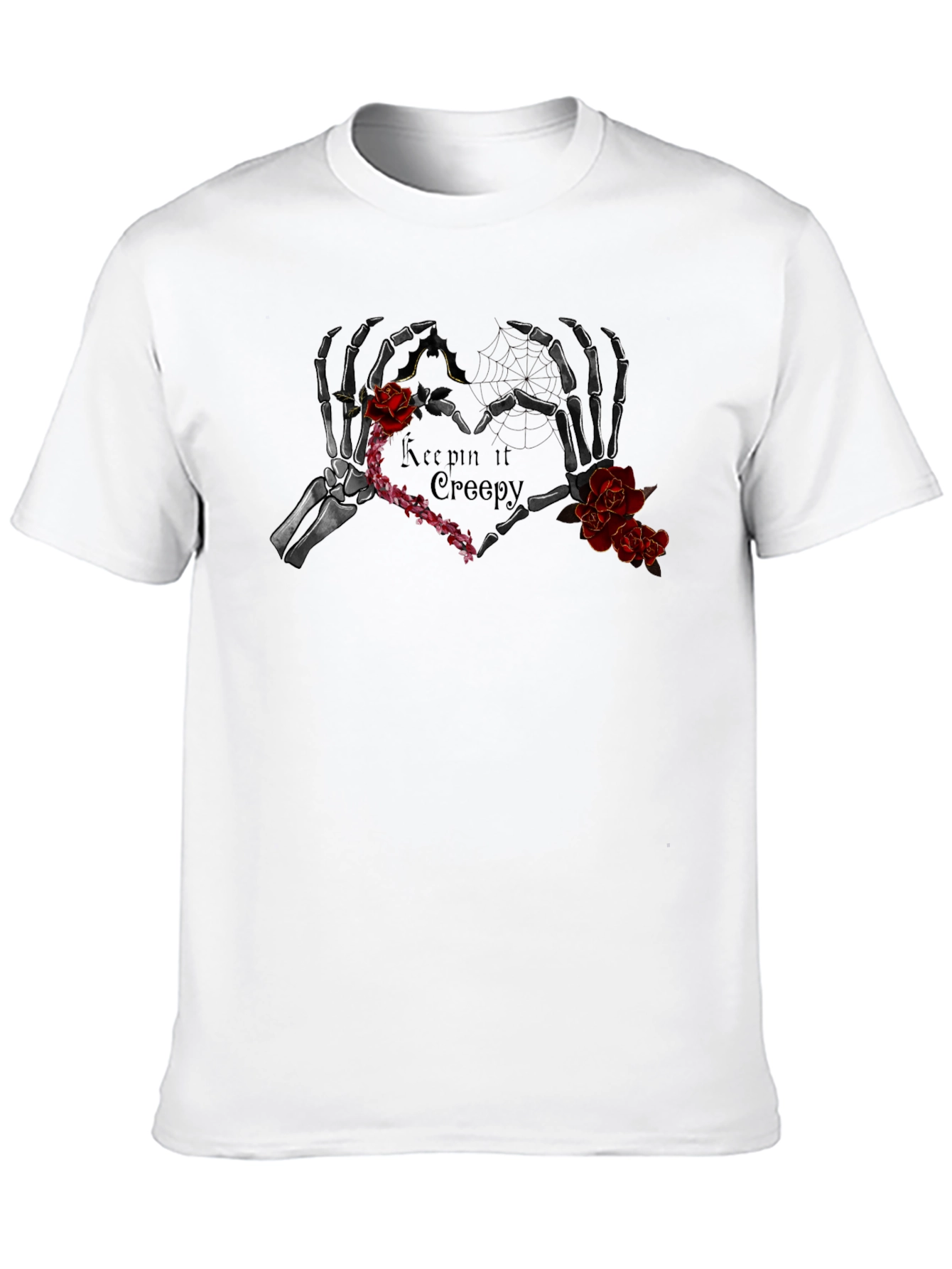 Black Keepin' It Creepy Skeleton Heart T-Shirt view 10