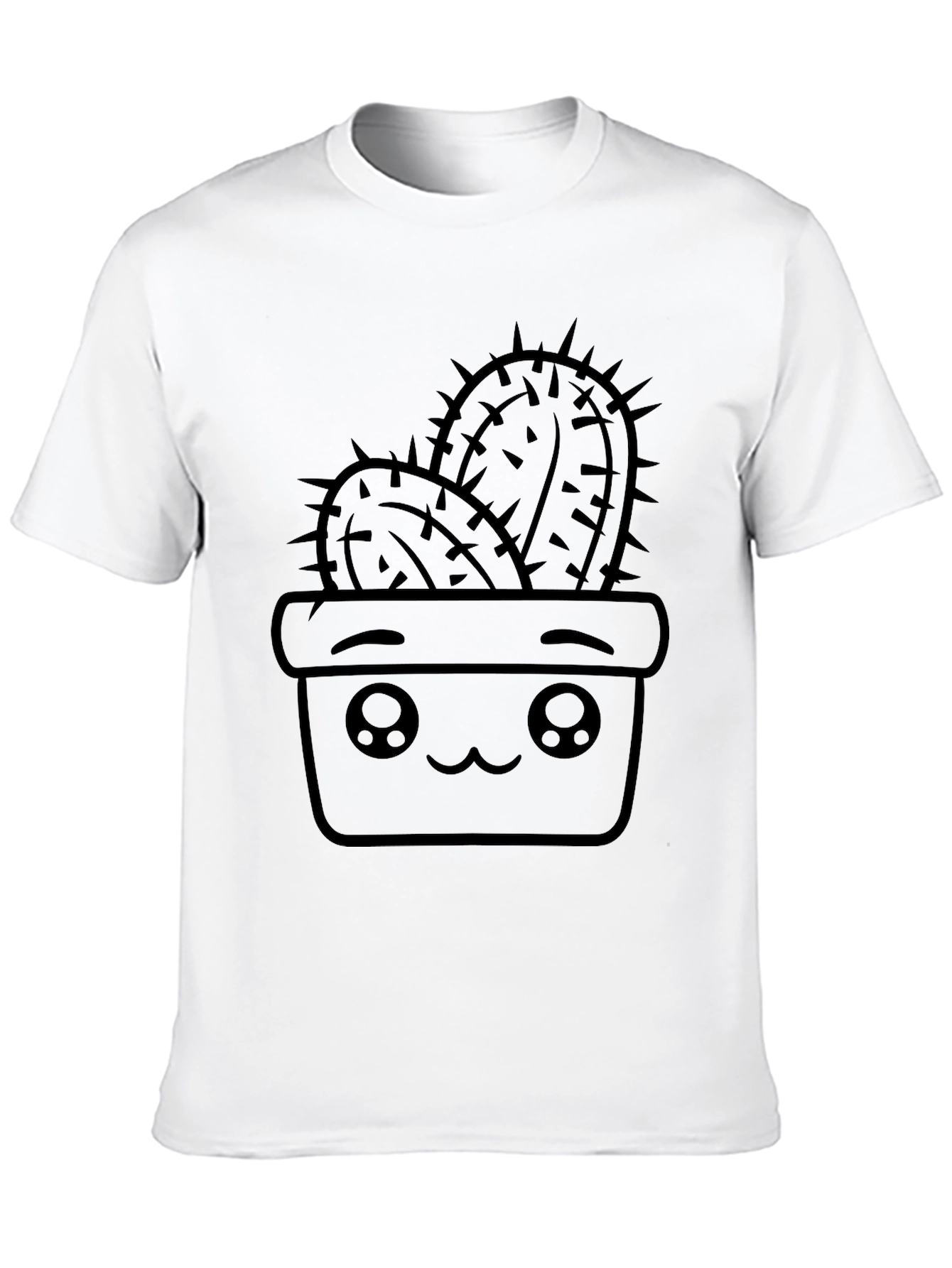 Black Cute Cactus in Pot Black T-Shirt view 10