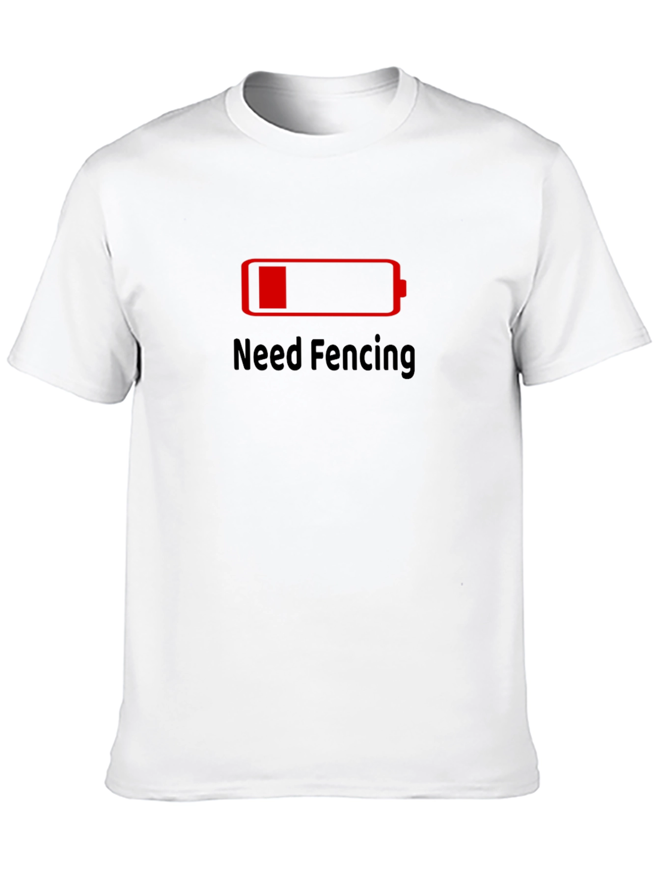Black Need Fencing T-Shirt Low Battery Black Cotton Tee view 10