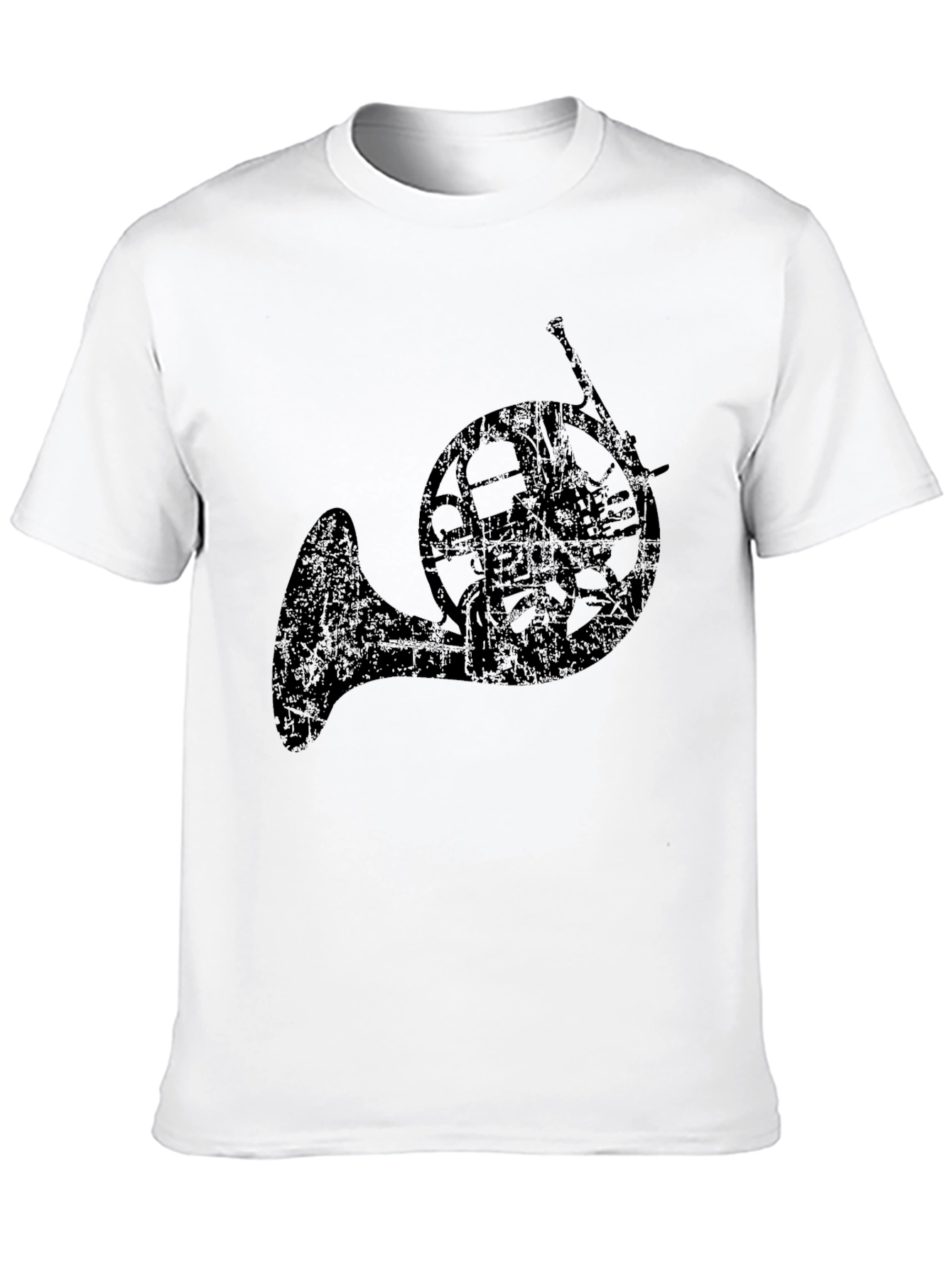 Black French Horn Graphic Tee - Musician's Black T-Shirt view 10