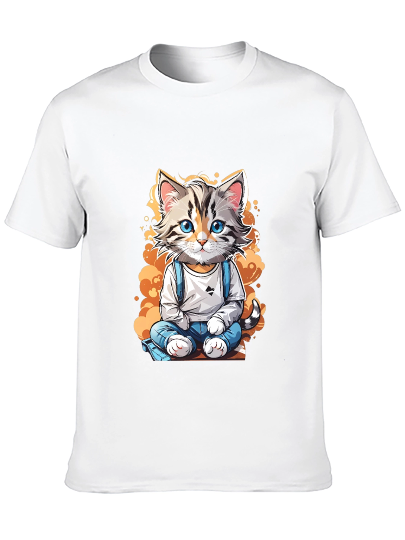Black Cute Cartoon Cat Graphic Tee view 10
