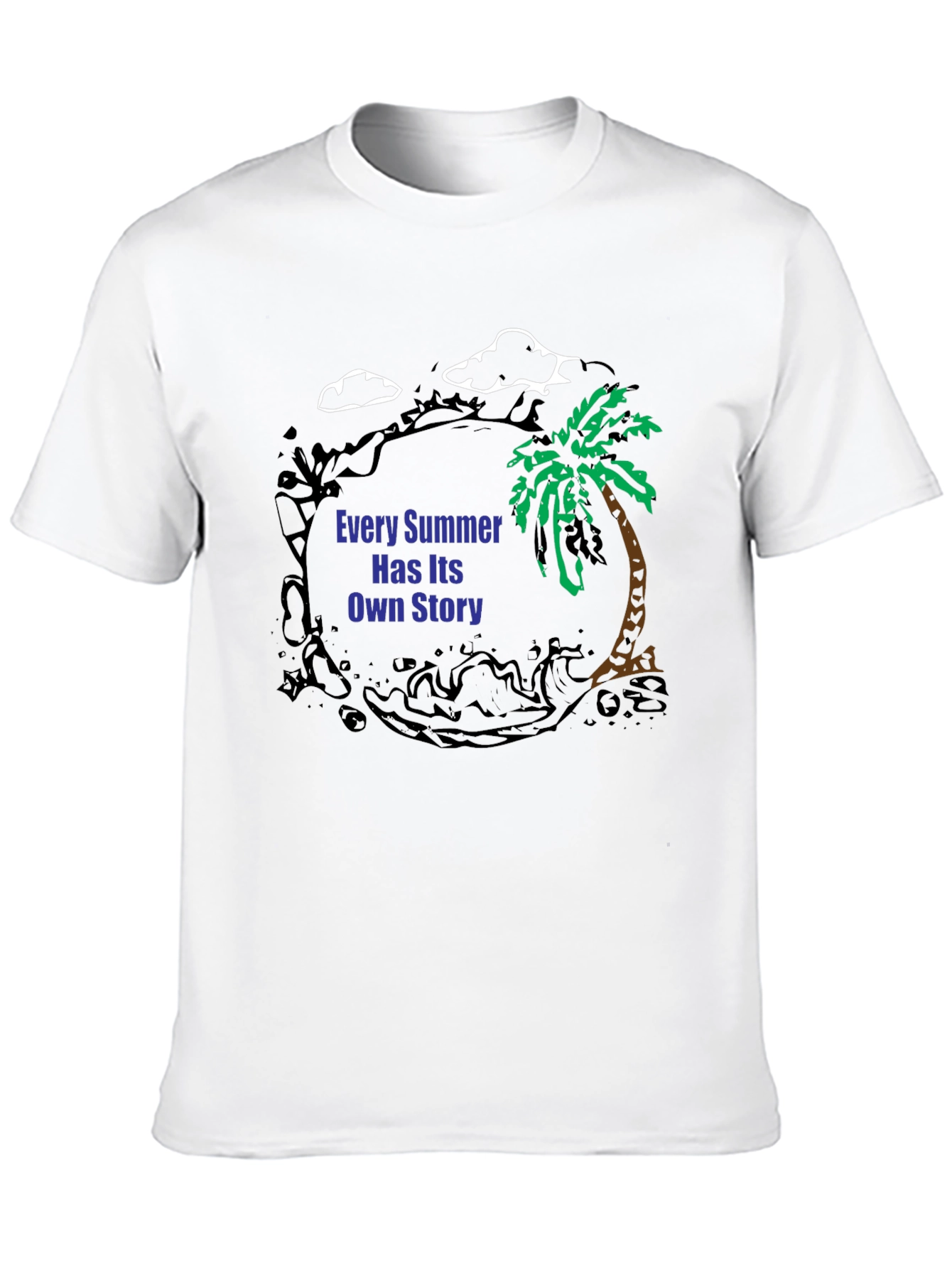 Black Summer Story Black T-Shirt: Palm Tree Design view 10