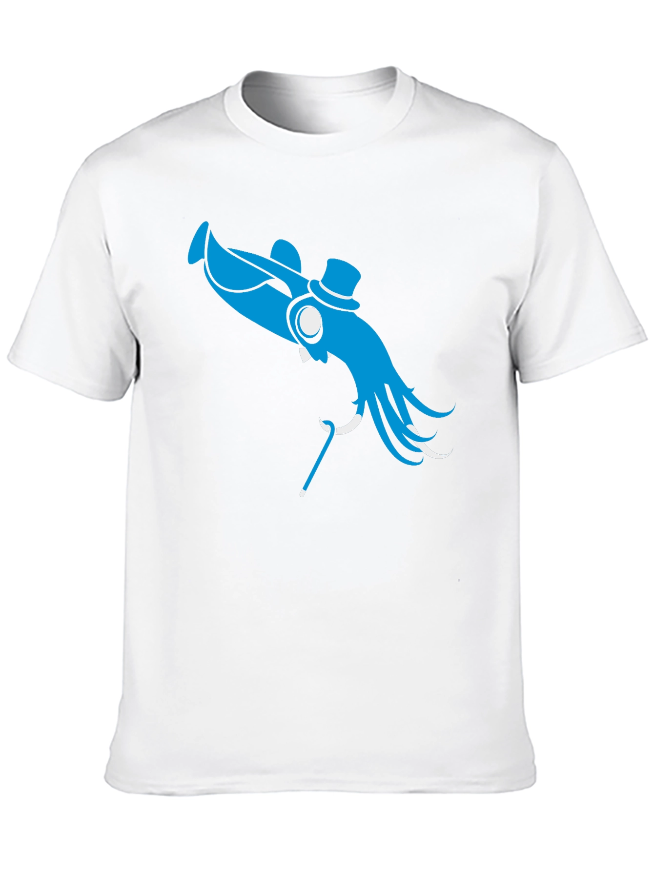 Black Blue Octopus Top Hat Cane T-Shirt - Unique Design view 10