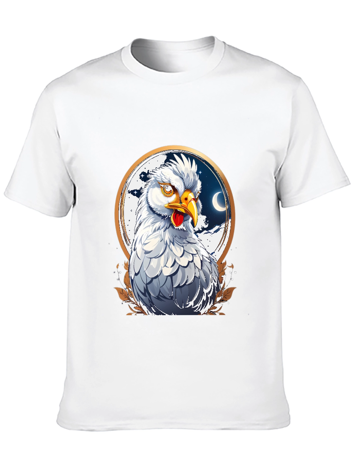 Black Hen in Crescent Moon Circle Graphic T-Shirt view 10