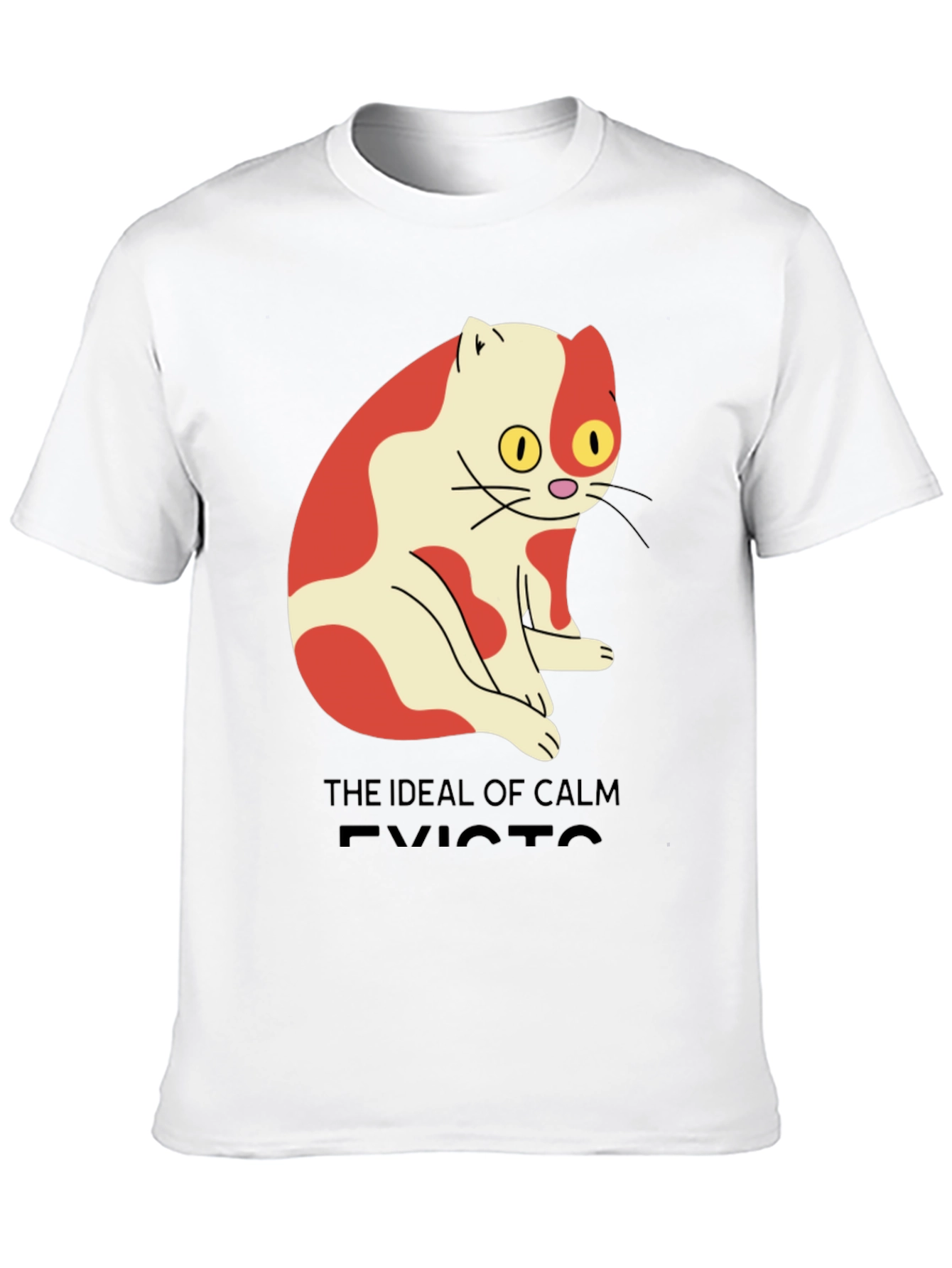 Men's "Ideal of Calm Exists" Cat Graphic T-Shirt - 10