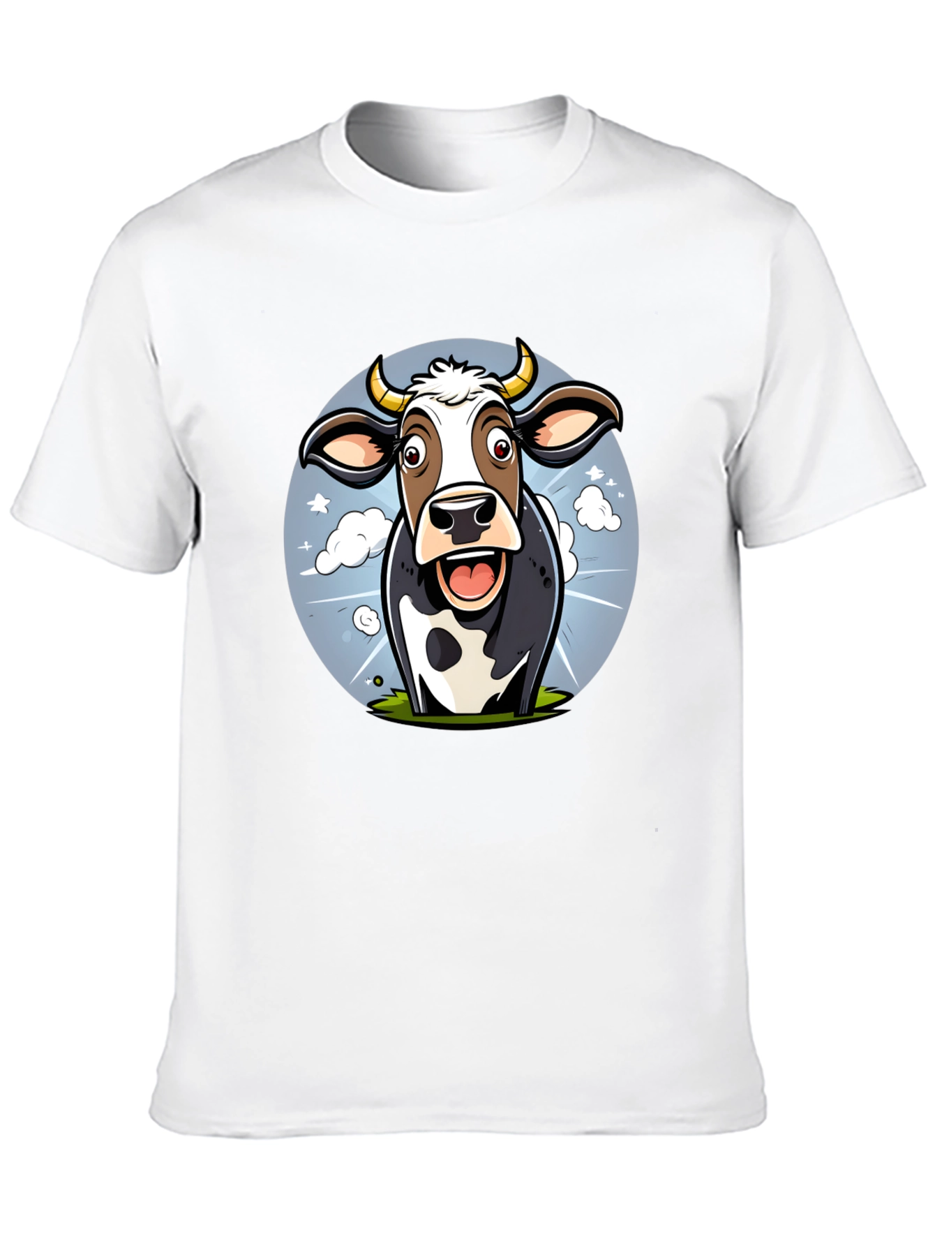 Black Funny Cow Cartoon Graphic Print Black T-Shirt view 10