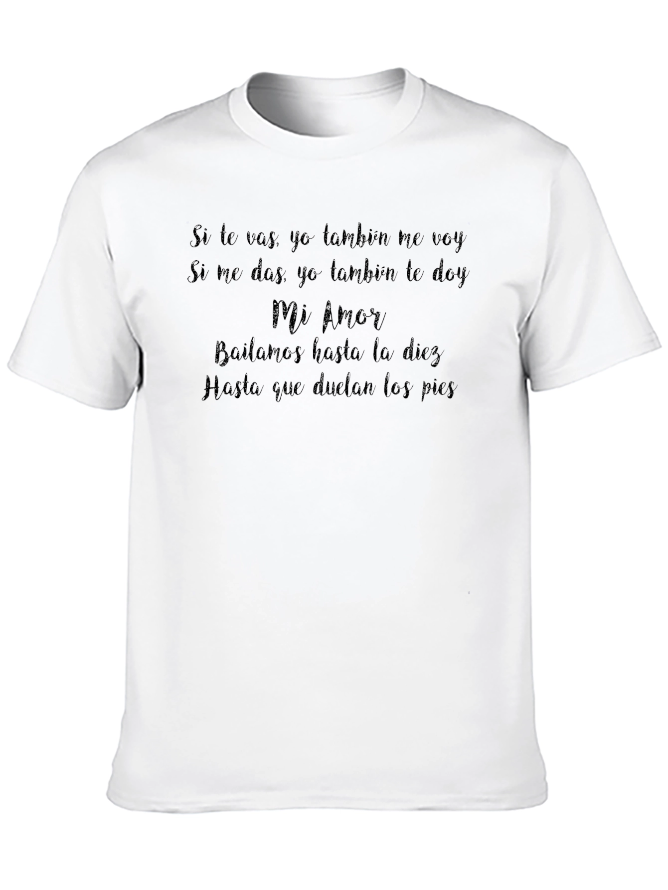 Black Men's Black T-Shirt with Romantic Spanish Text Design view 10