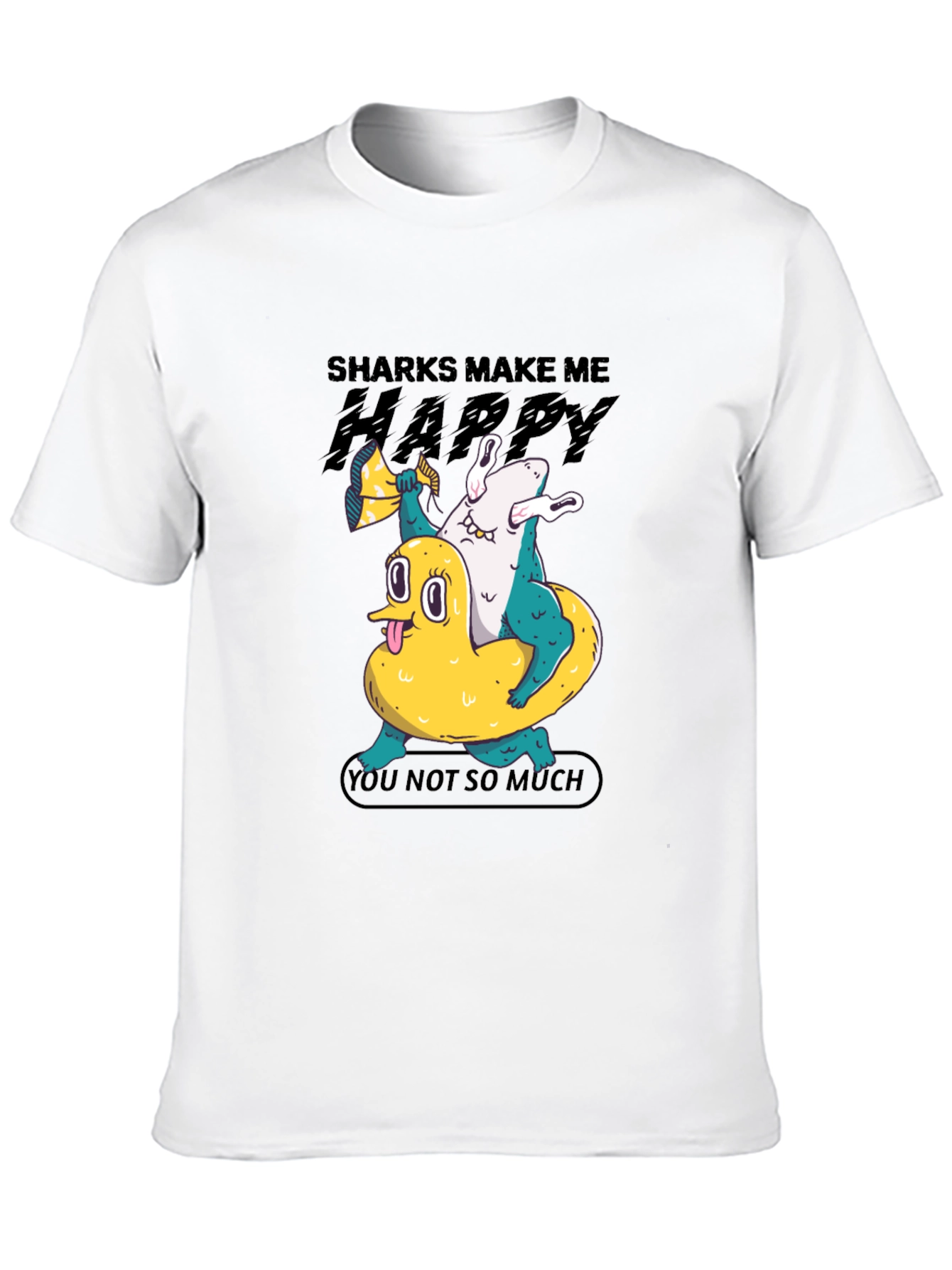 Black Shark Makes Me Happy T-Shirt, Novelty Graphic Tee view 10
