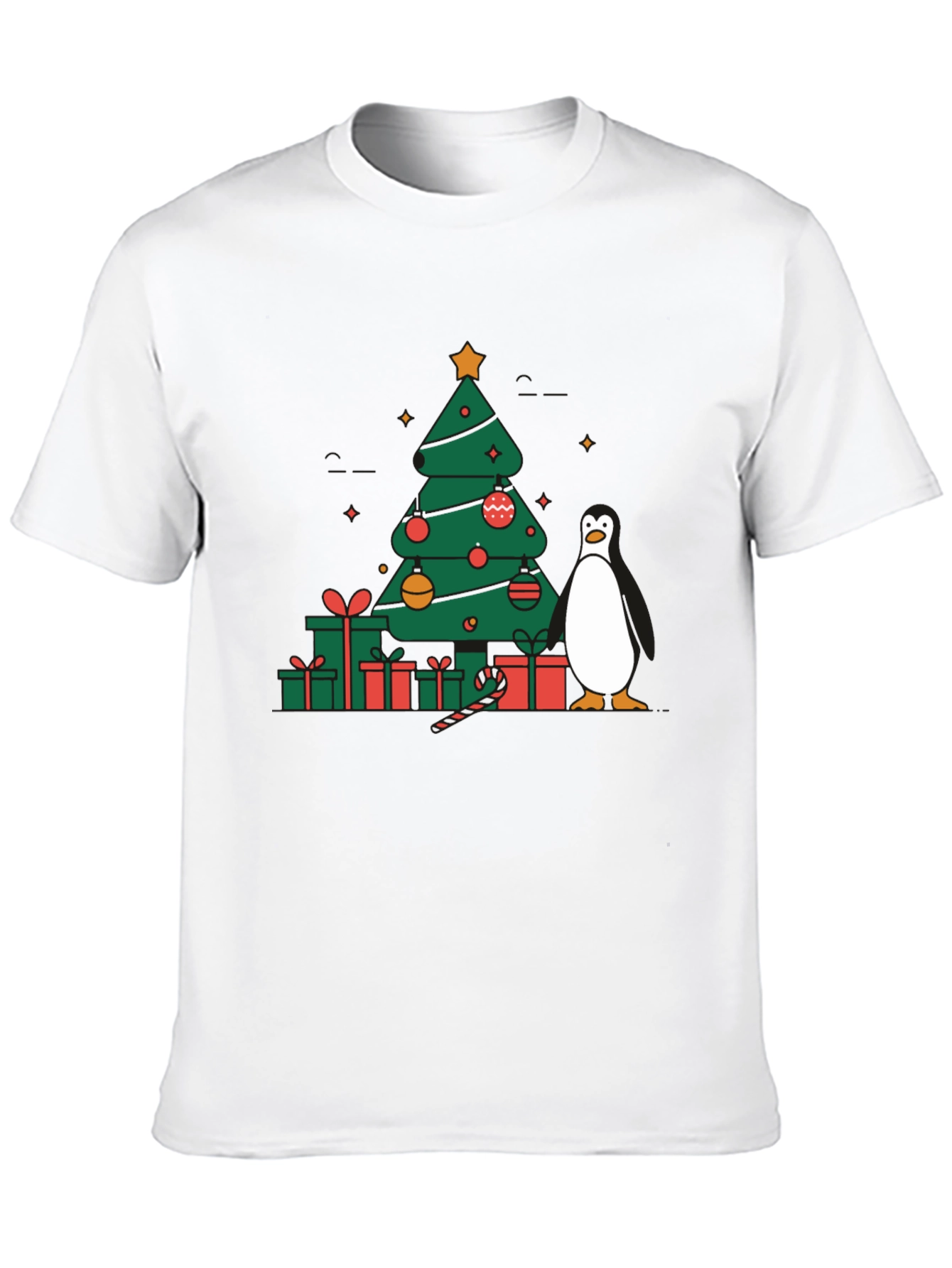 Black Festive Christmas Tree & Penguin Graphic Tee view 10