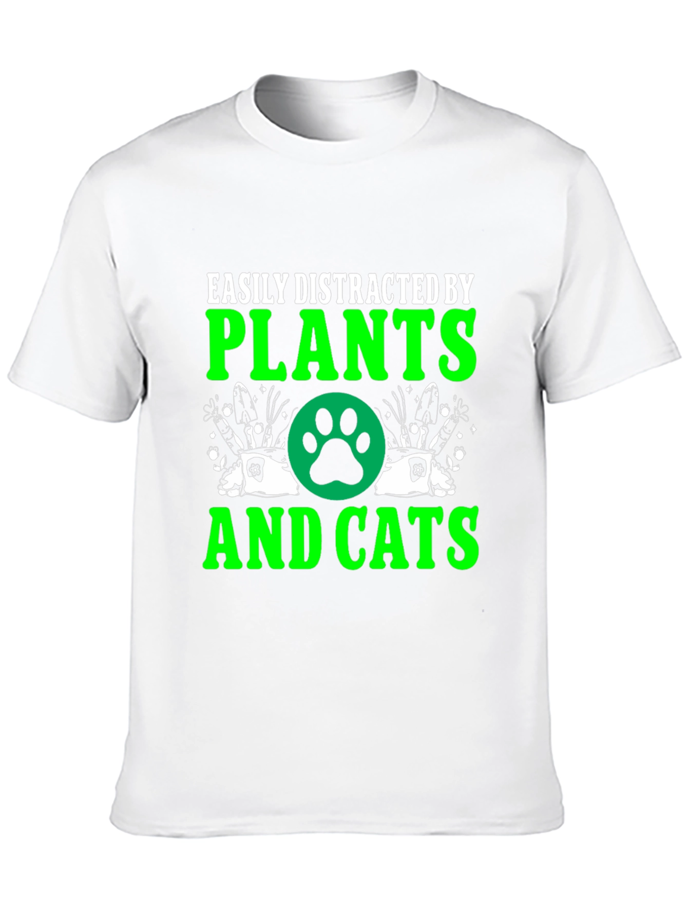 Black Easily Distracted by Plants and Cats T-Shirt view 10