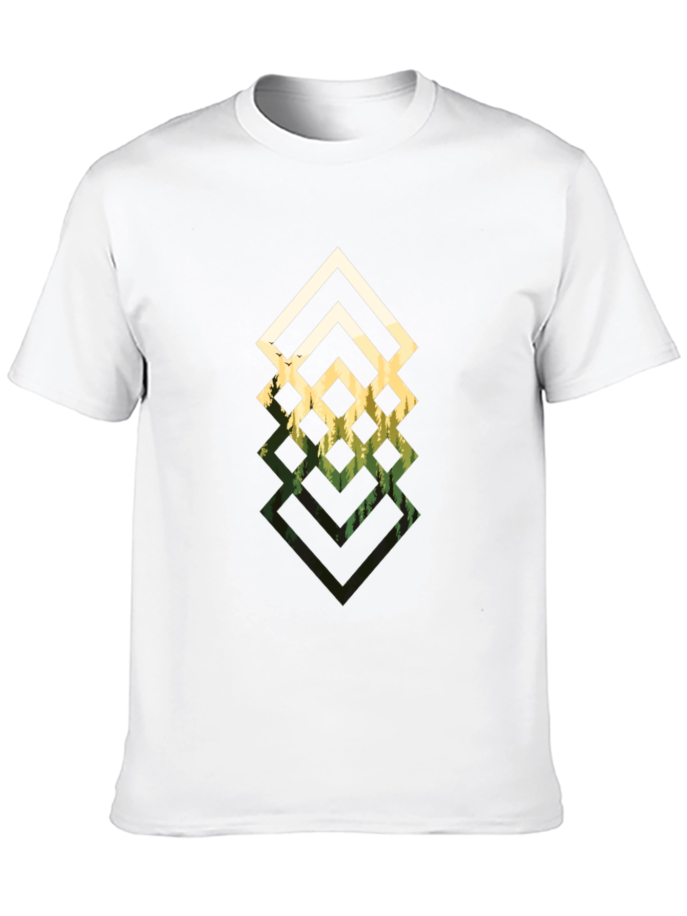 Black Geometric Forest Black T-Shirt view 10
