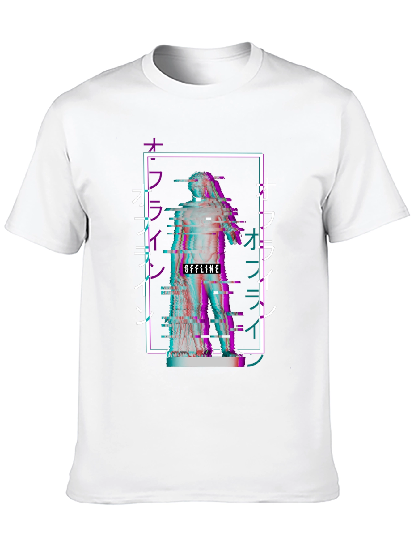 Black Offline Vaporwave Statue Graphic Tee - Black view 10