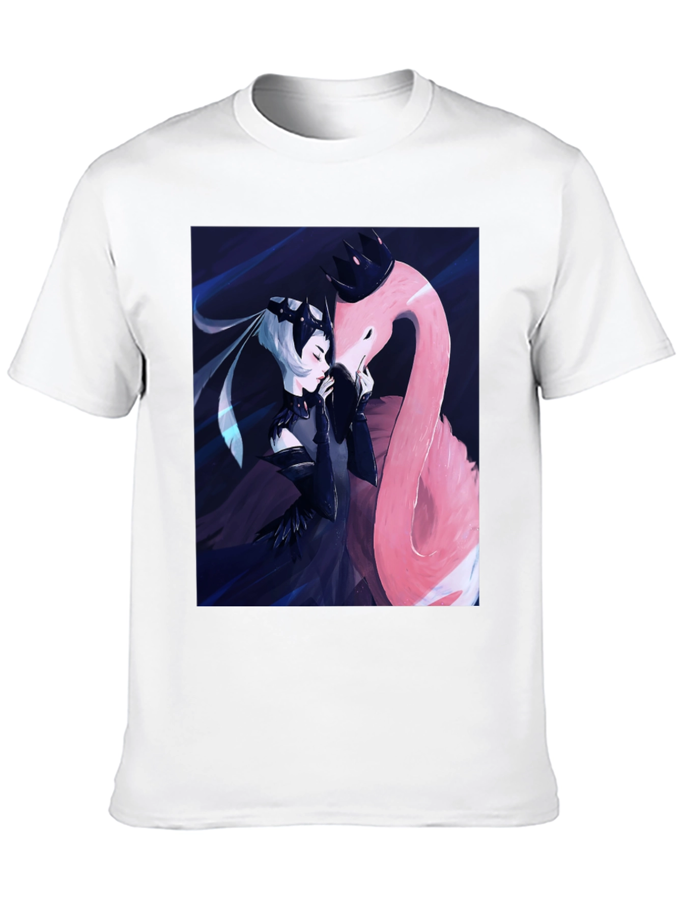 Black Black T-Shirt with Fantasy Flamingo Design view 10