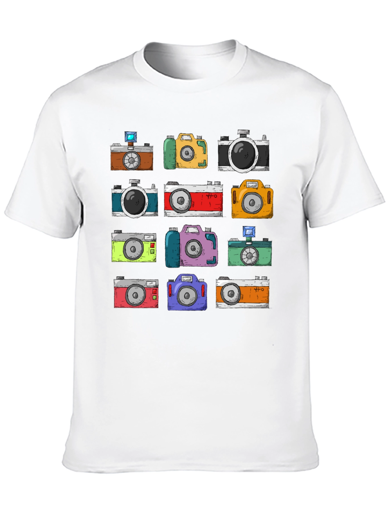 Black Retro Camera Pattern T-Shirt - Photographer Style view 10