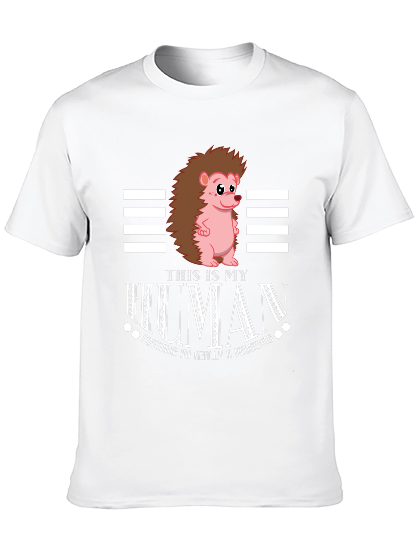 Black Funny Hedgehog Human Costume T-Shirt view 10