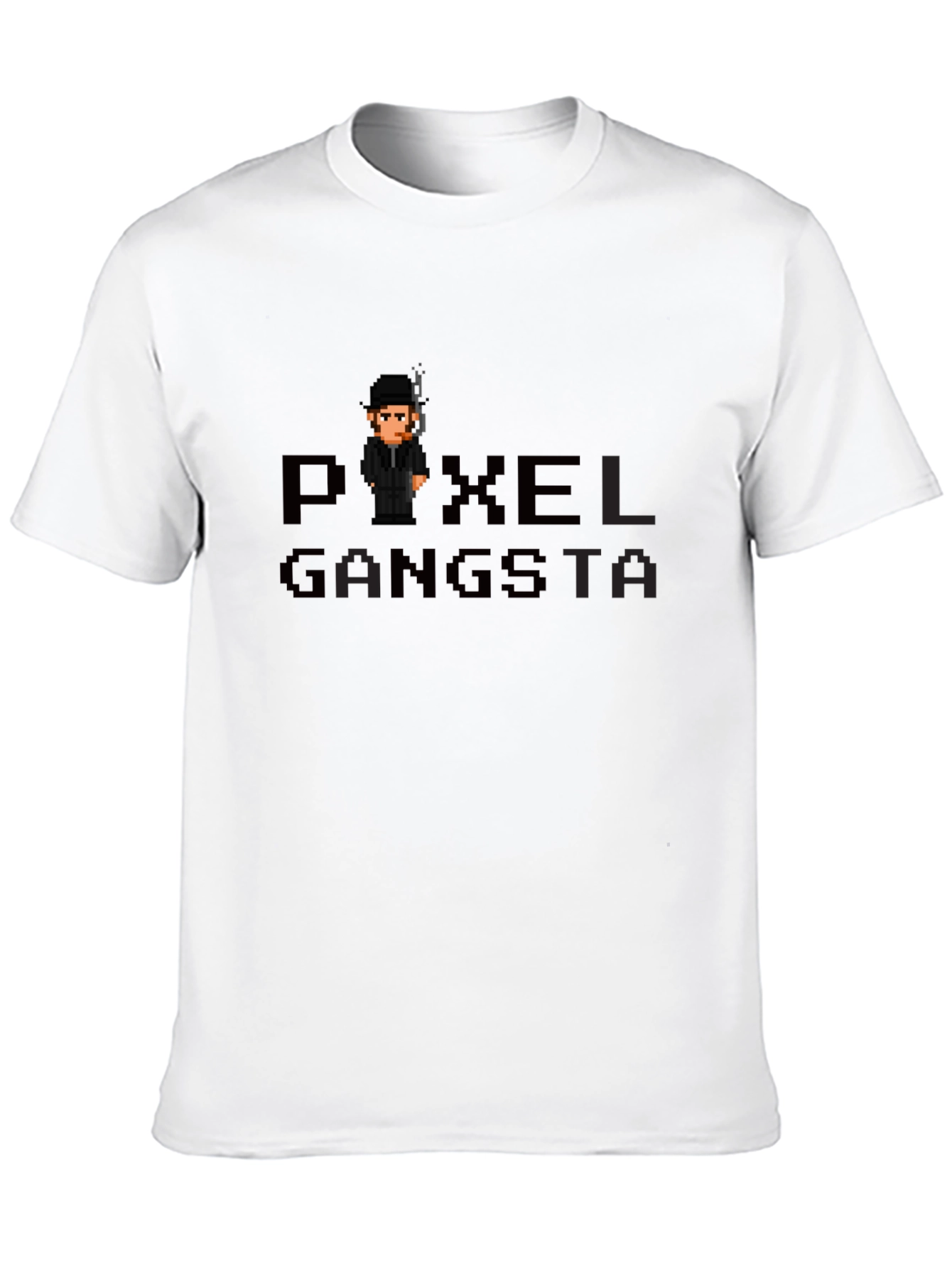 Black Pixel Gangsta Graphic T-Shirt - Black Tee view 10